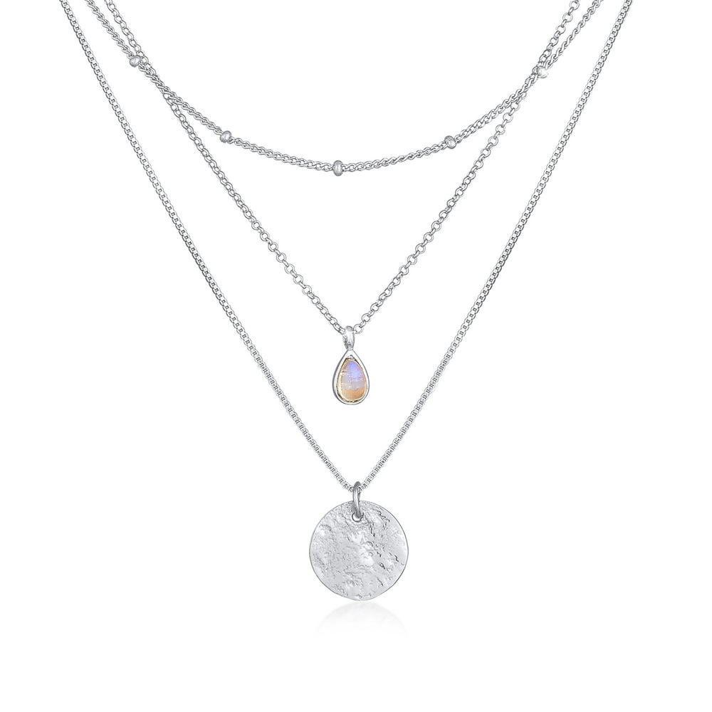 Venezianer-Layer-Halskette | Mondstein ( Weiß )