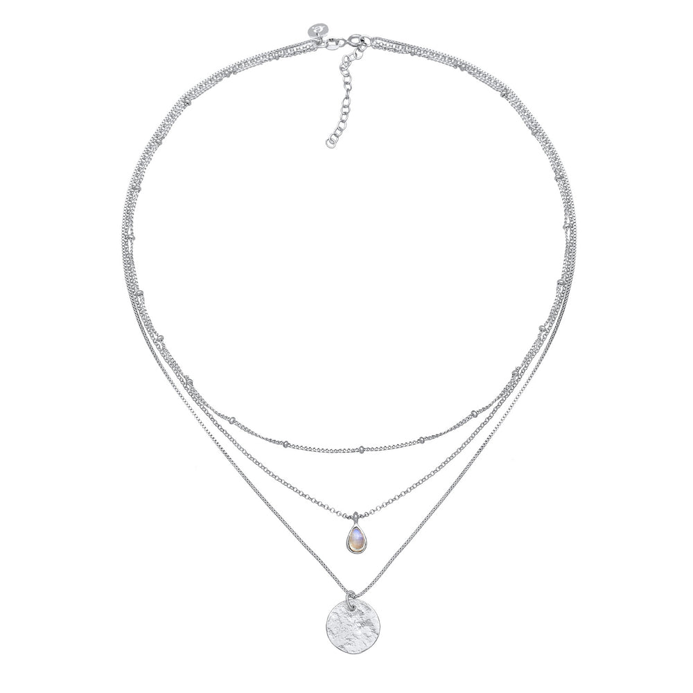 Venezianer-Layer-Halskette | Mondstein ( Weiß )
