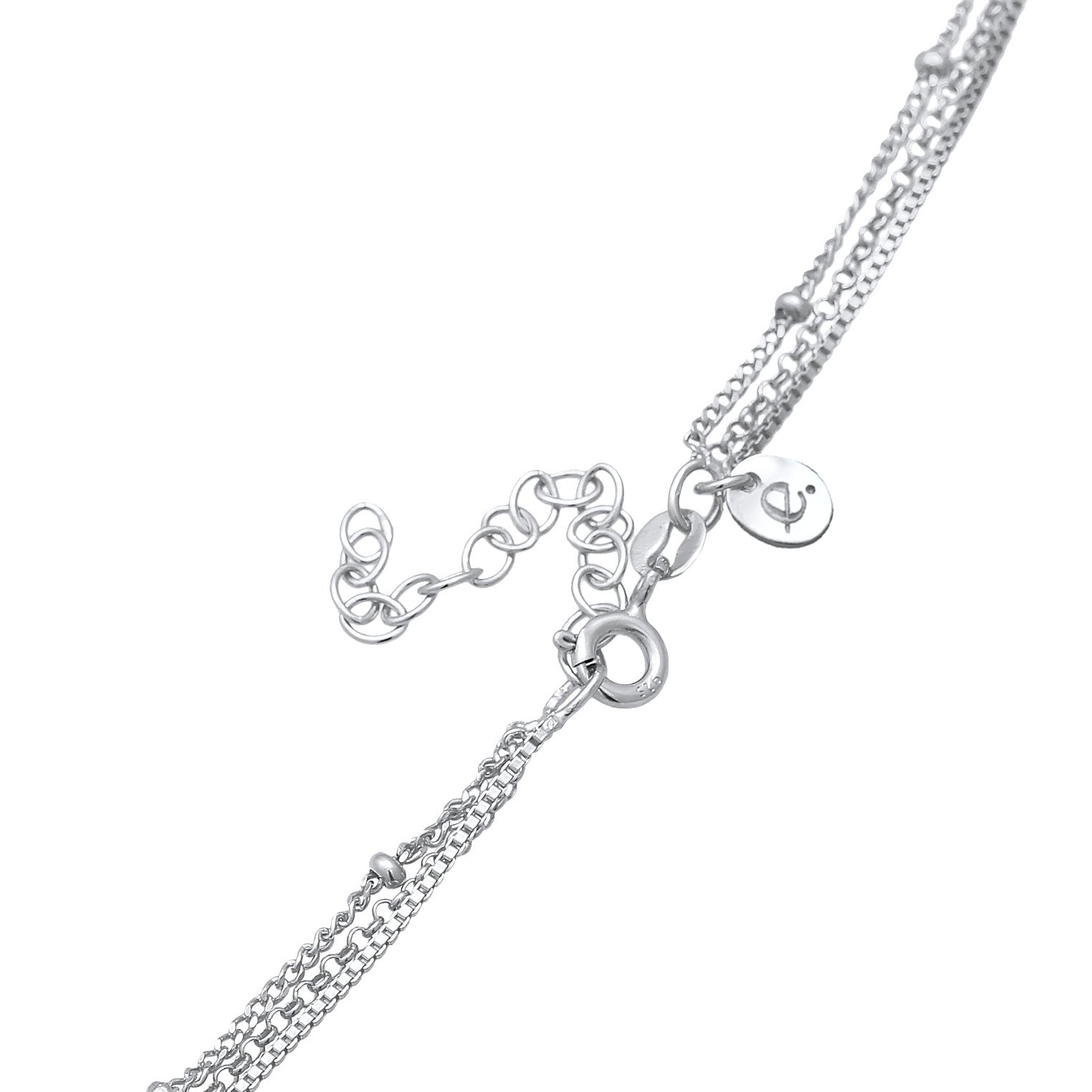 Silber - Elli PREMIUM | Venezianer-Layer-Halskette | Mondstein (Weiß) | 925 Sterling Silber vergoldet