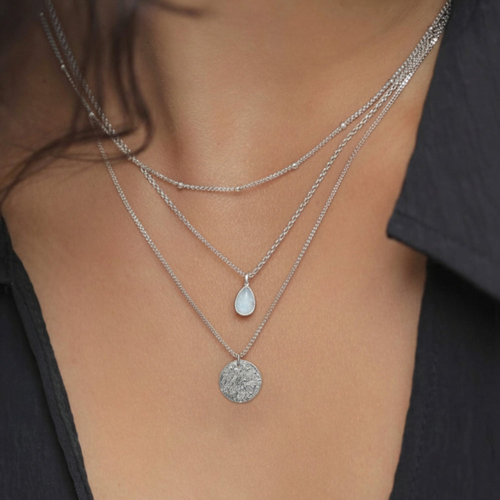 Venezianer-Layer-Halskette | Mondstein ( Weiß )