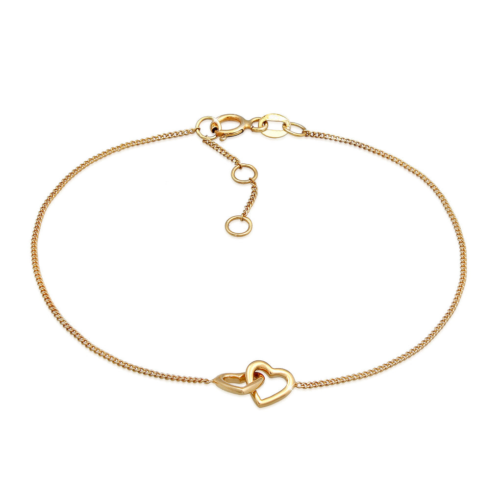 Gold - Elli PREMIUM | Armband Herz Verschlungen | 585er Gelbgold