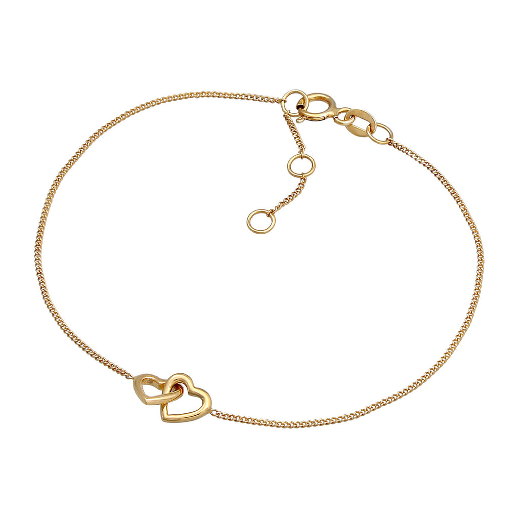 Gold - Elli PREMIUM | Armband Herz Verschlungen | 585er Gelbgold