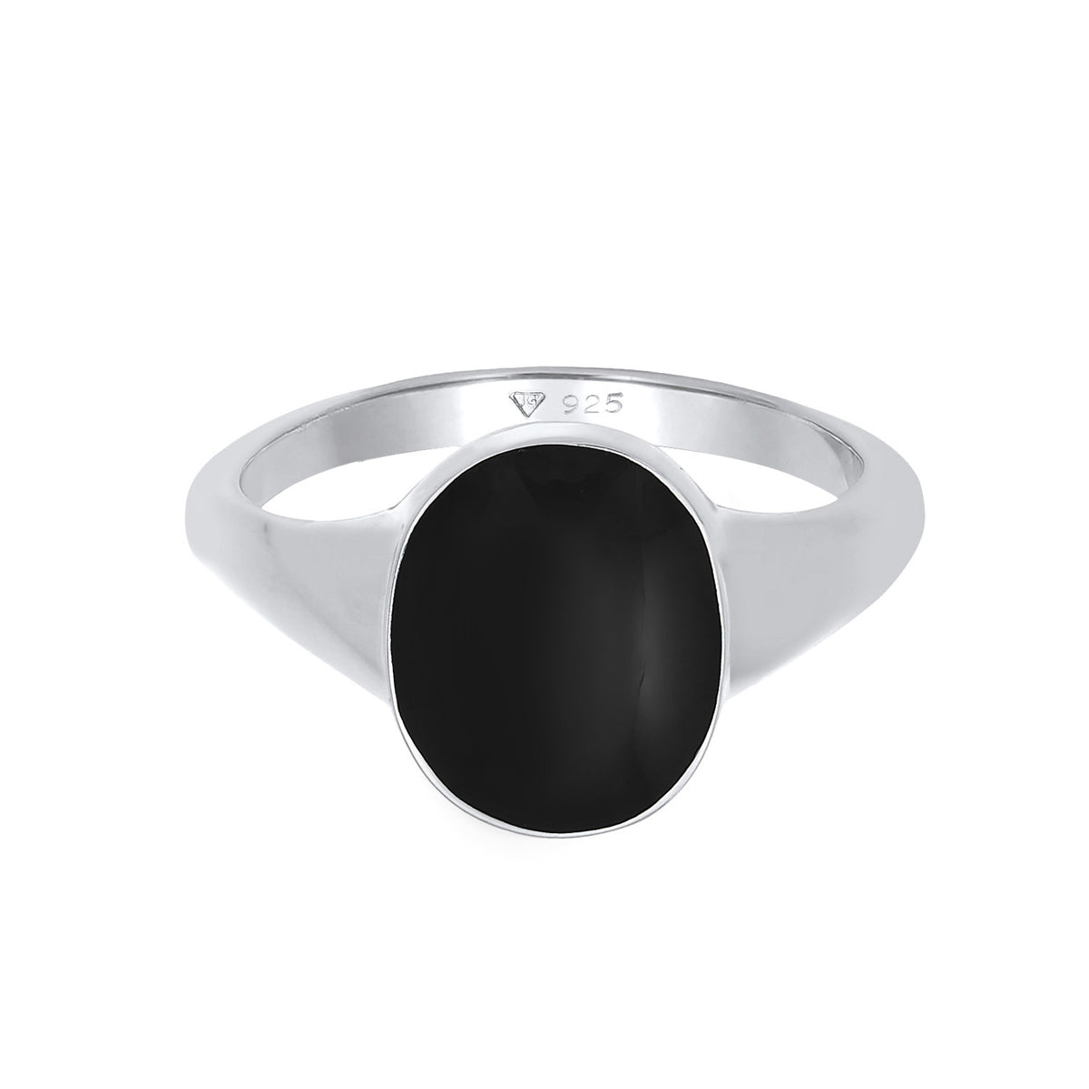 Schwarz - Elli | Siegelring Oval | Emaille | 925er Sterling Silber