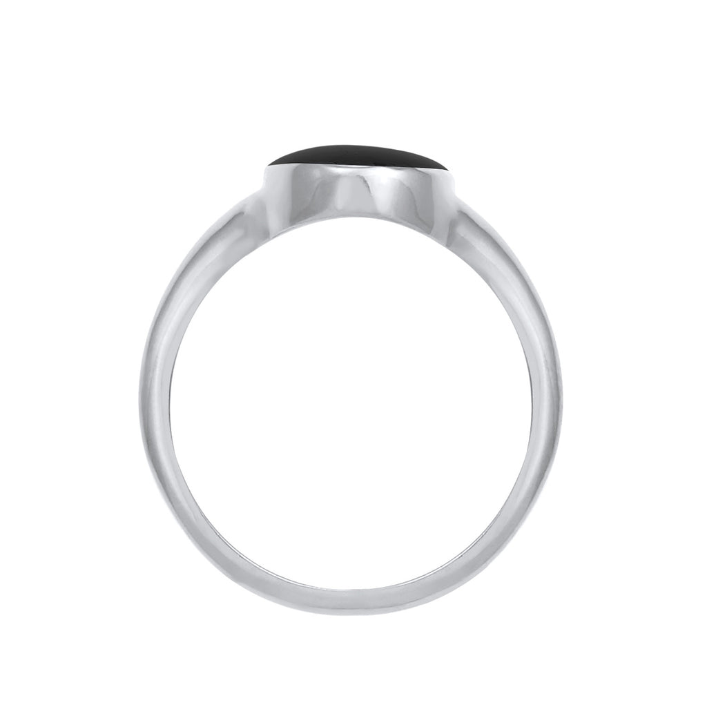 Schwarz - Elli | Siegelring Oval | Emaille | 925er Sterling Silber