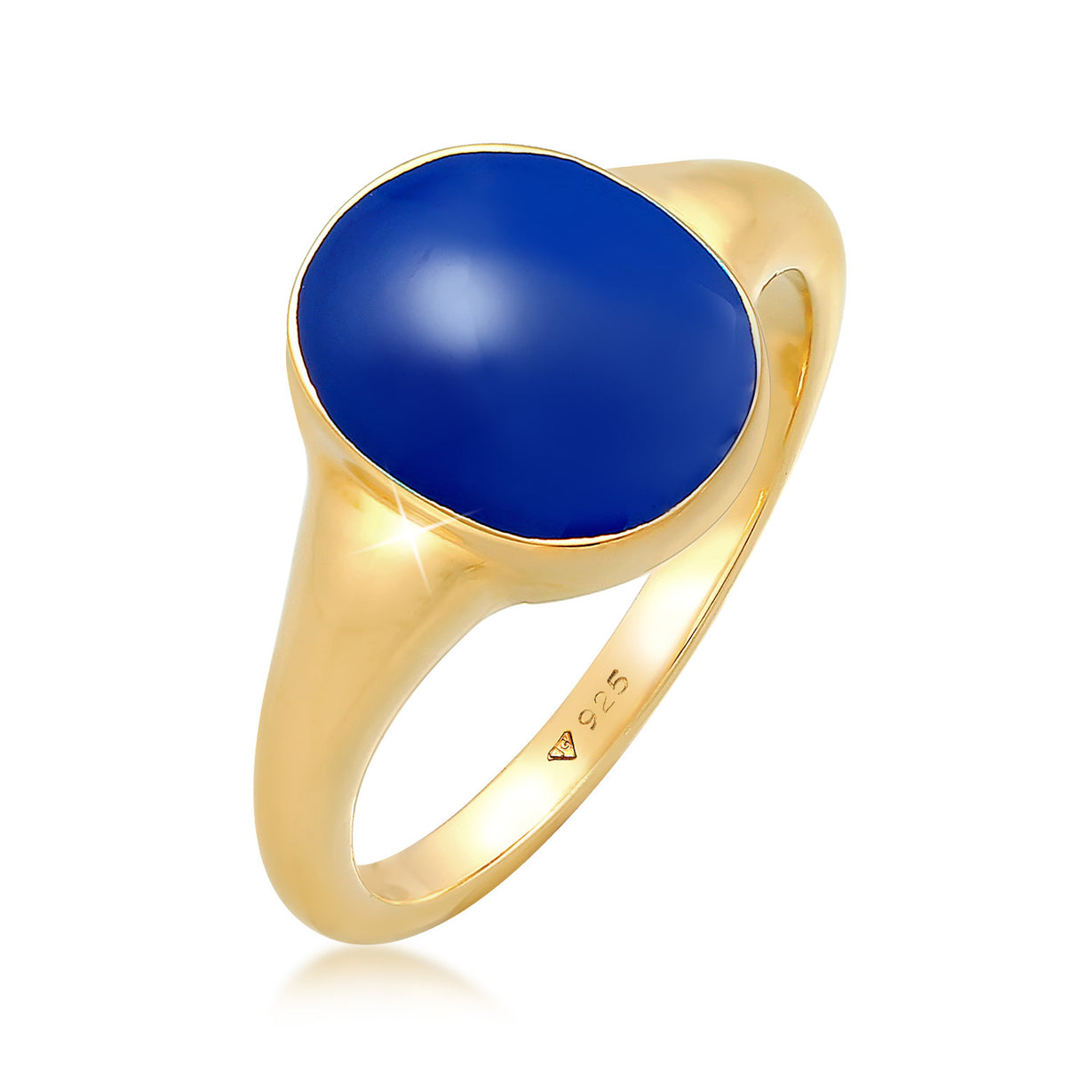 Dunkelblau - Elli | Siegelring Oval | Emaille | 925er Sterling Silber vergoldet