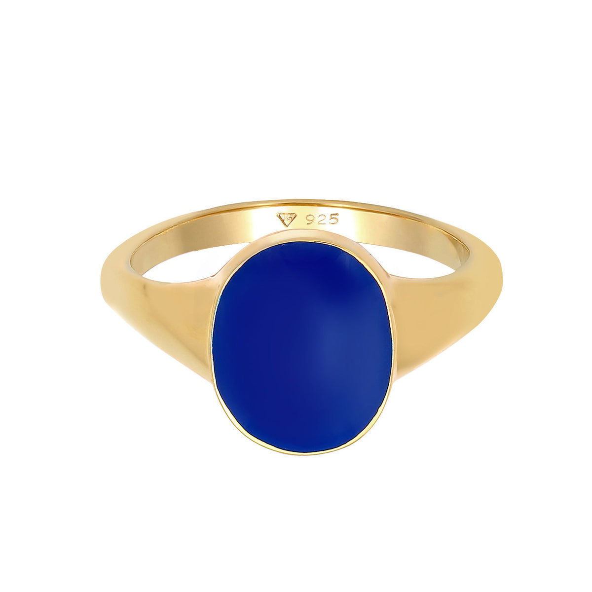 Dunkelblau - Elli | Siegelring Oval | Emaille | 925er Sterling Silber vergoldet