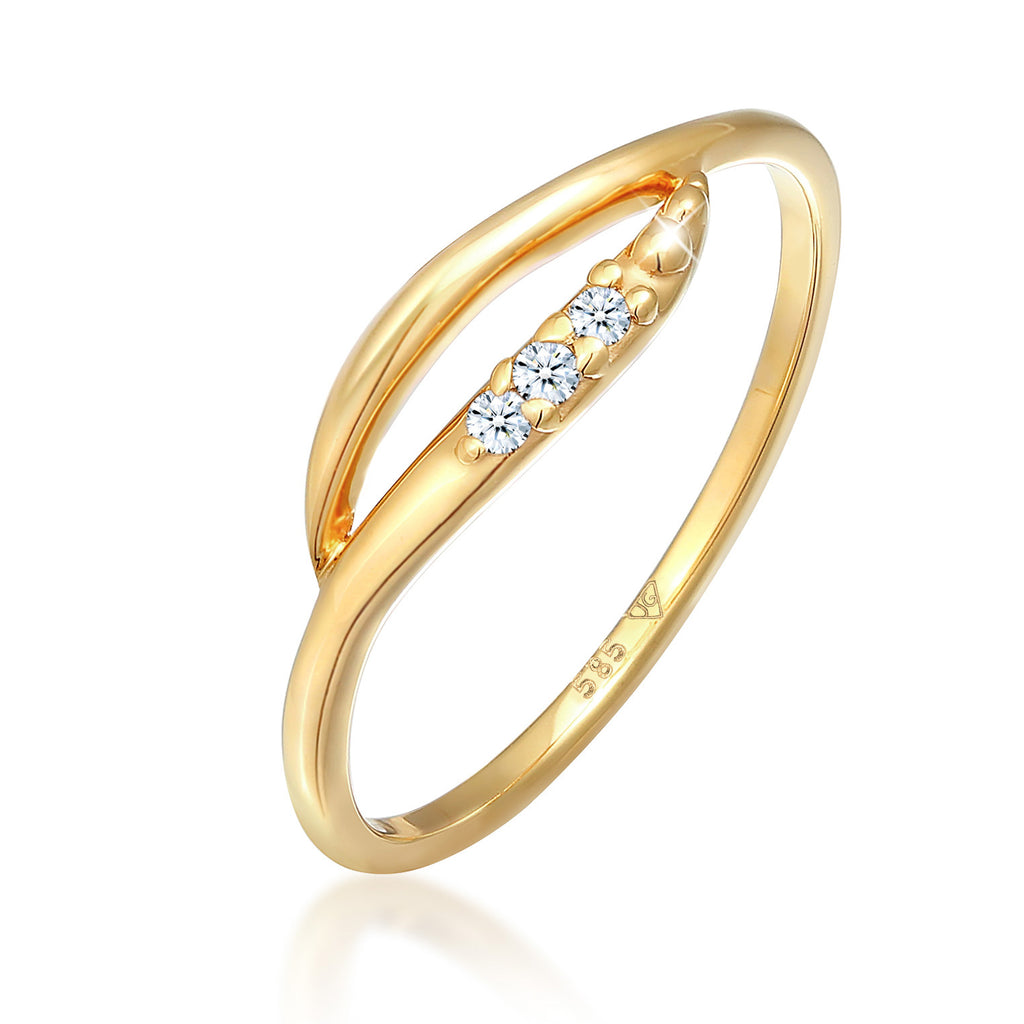 Gold - Elli DIAMONDS | Ring Geschwungen | Diamant (0.045 ct ) | 585er Gelbgold