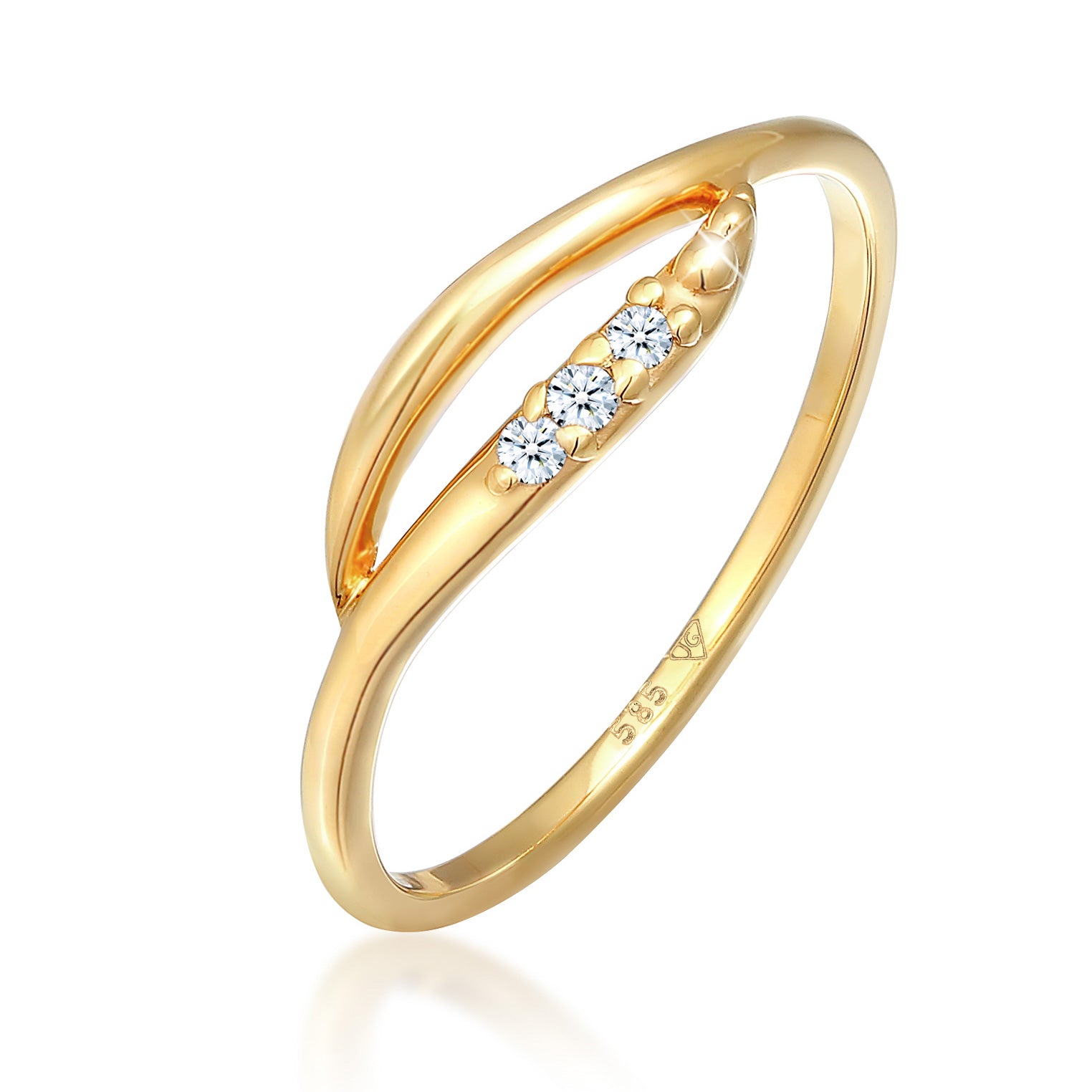 Gold - Elli DIAMONDS | Ring Geschwungen | Diamant (0.045 ct ) | 585er Gelbgold