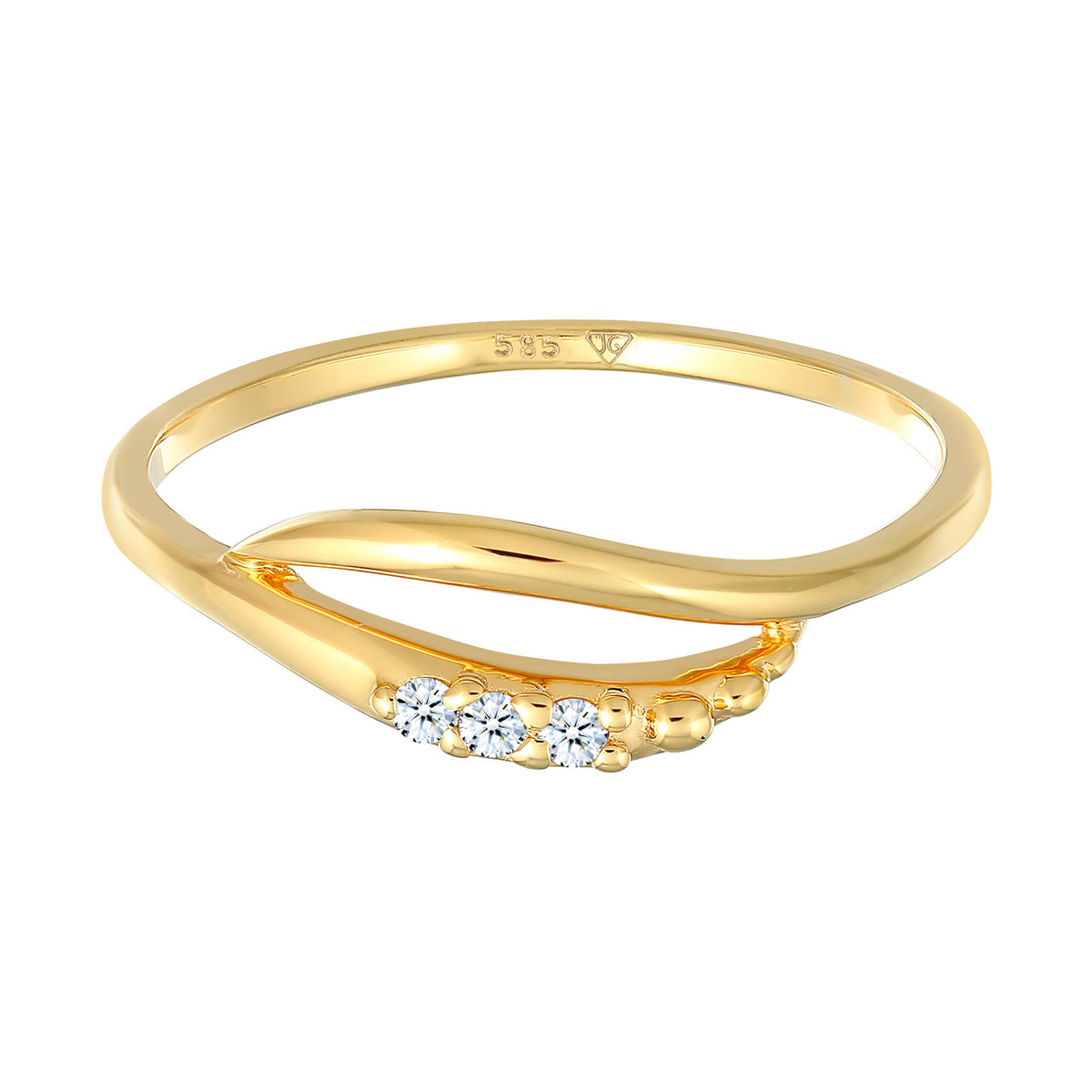 Gold - Elli DIAMONDS | Ring Geschwungen | Diamant (0.045 ct ) | 585er Gelbgold