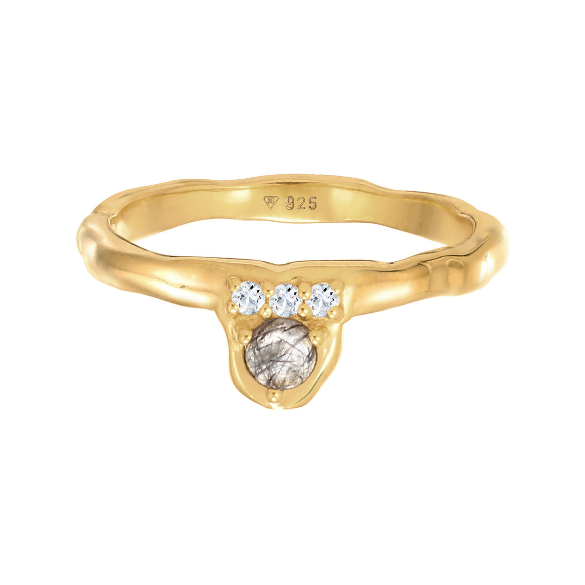 Gold - Elli PREMIUM | Ring Organic | Quartz, Topas ( Weiß ) | 925er Sterling Silber
