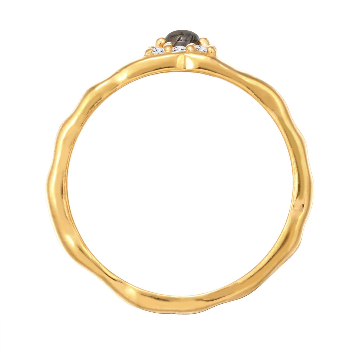 Gold - Elli PREMIUM | Ring Organic | Quartz, Topas ( Weiß ) | 925er Sterling Silber