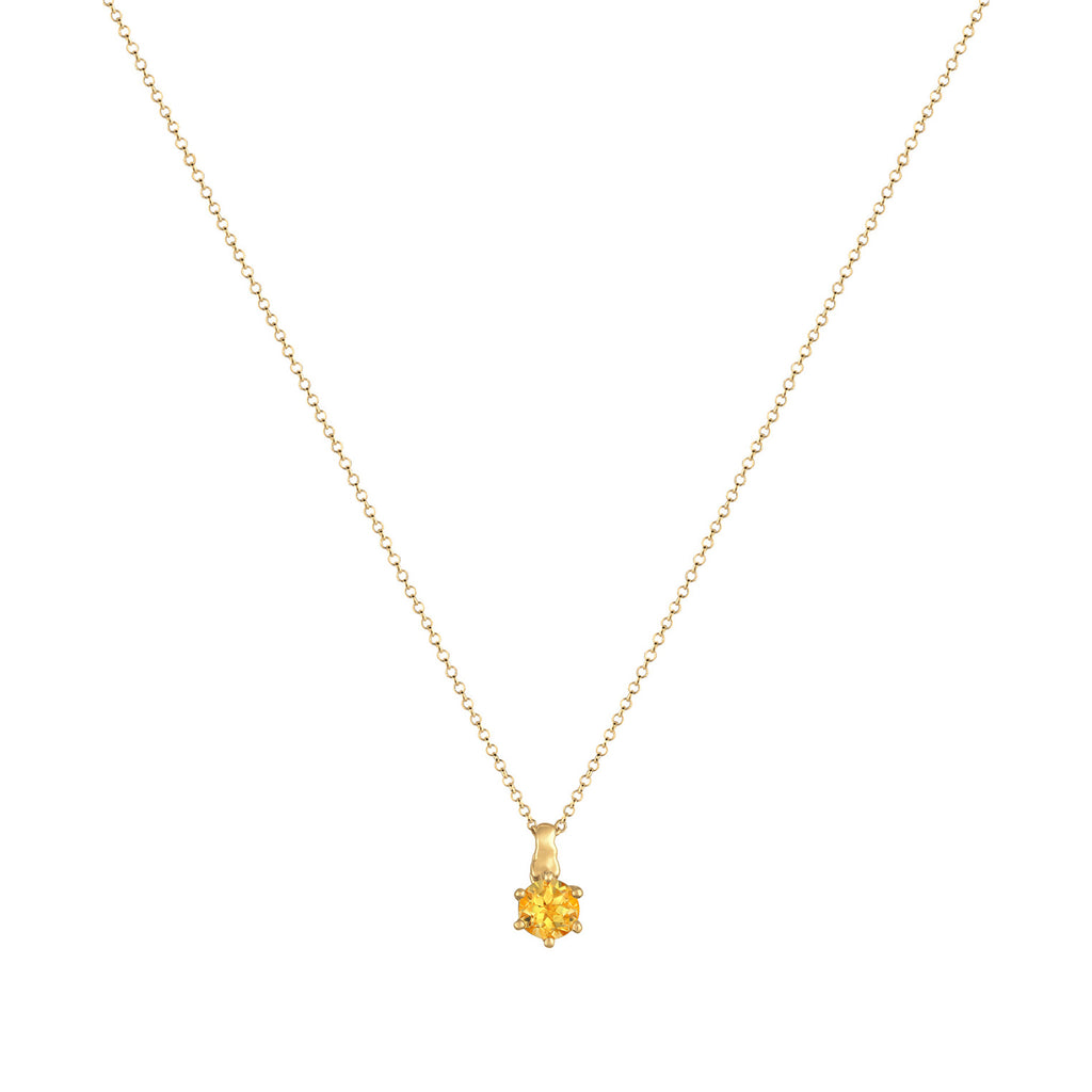 Gold - Elli | Halskette Solitär | Citrin (Gelb) | 925er Sterling Silber Vergoldet