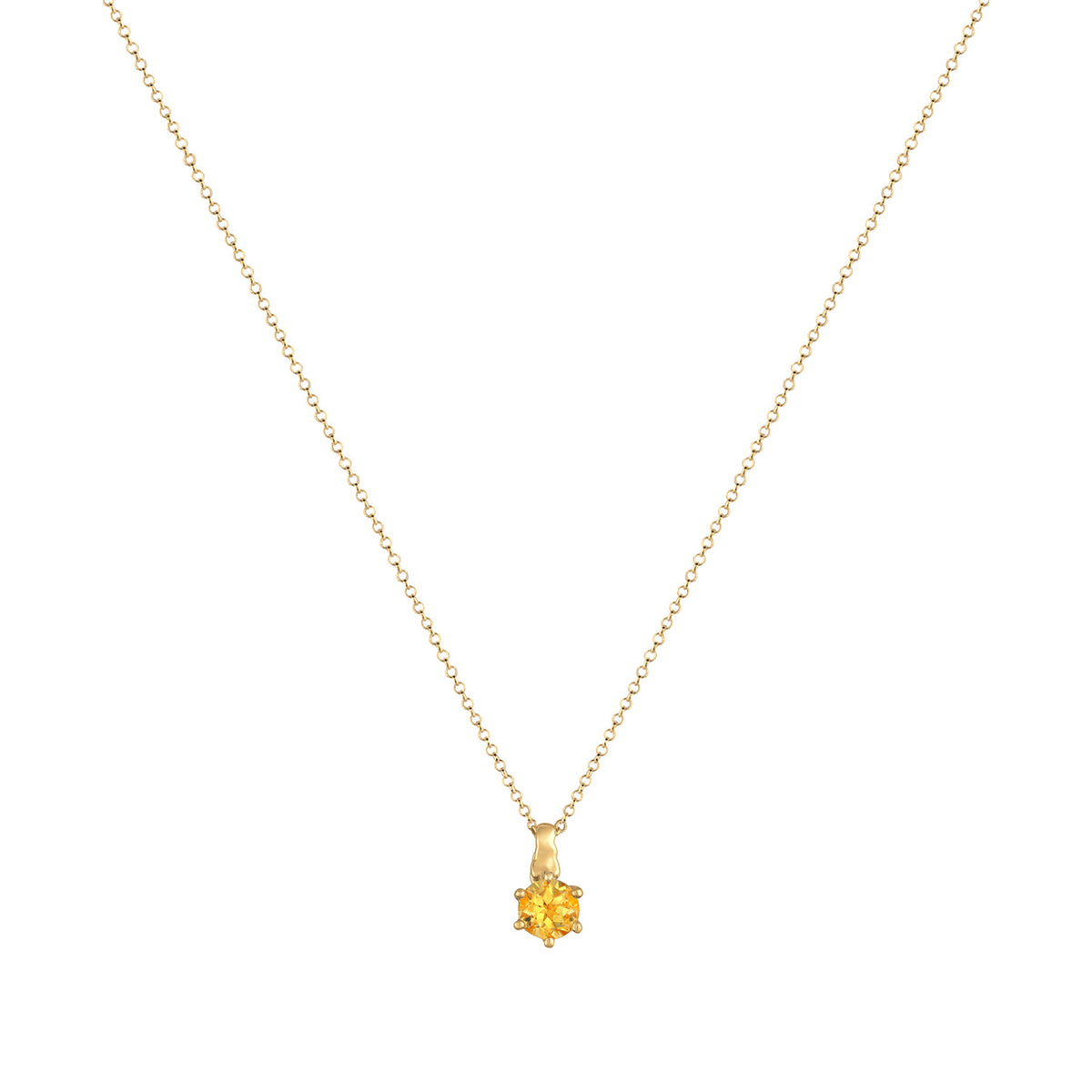 Gold - Elli | Halskette Solitär | Citrin (Gelb) | 925er Sterling Silber Vergoldet