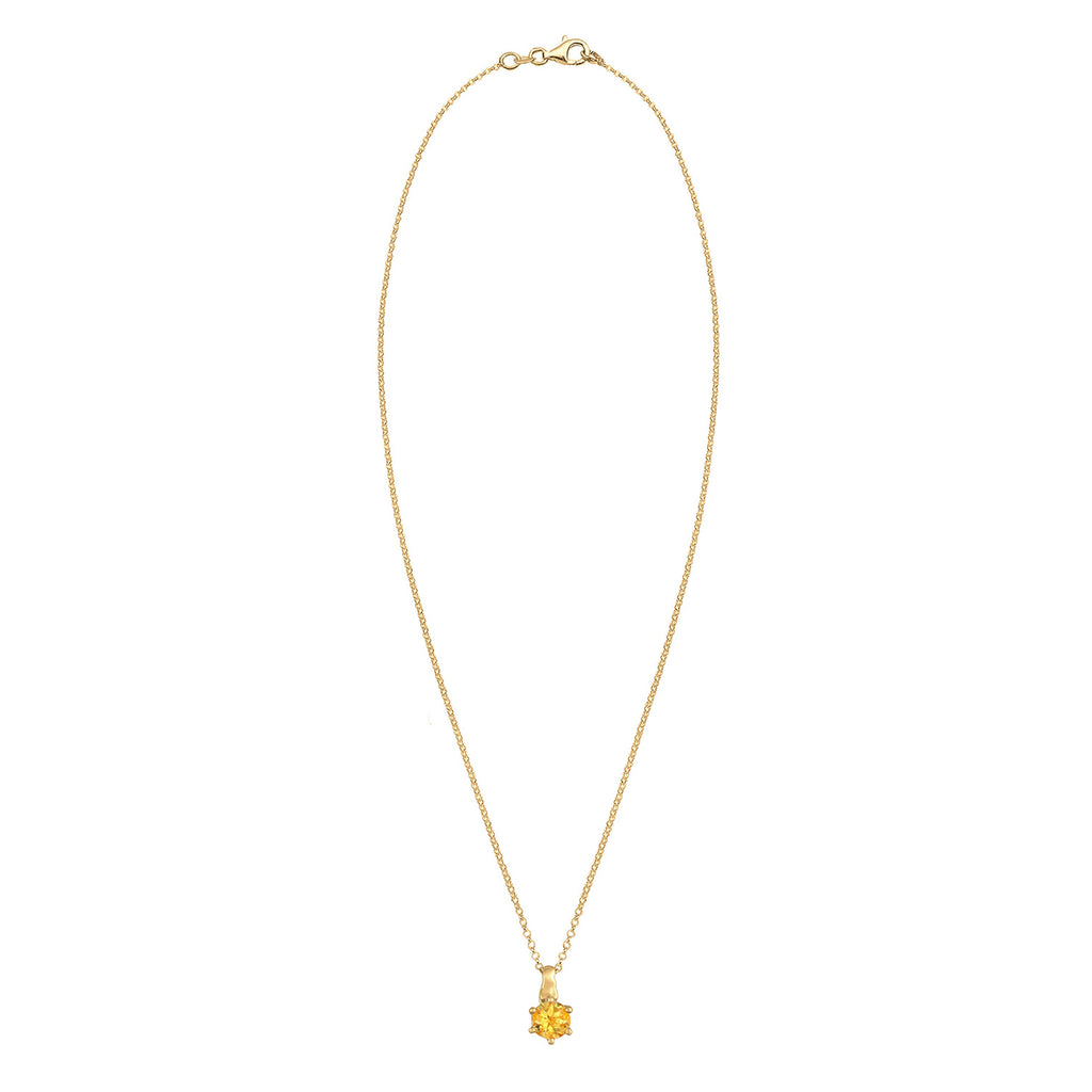 Gold - Elli | Halskette Solitär | Citrin (Gelb) | 925er Sterling Silber Vergoldet