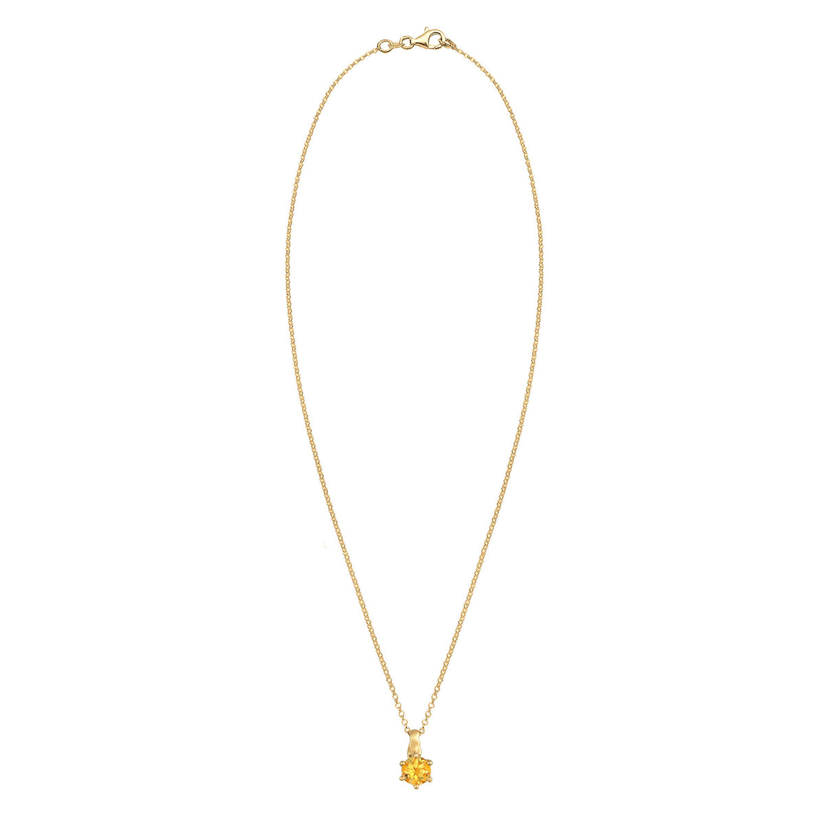 Gold - Elli | Halskette Solitär | Citrin (Gelb) | 925er Sterling Silber Vergoldet