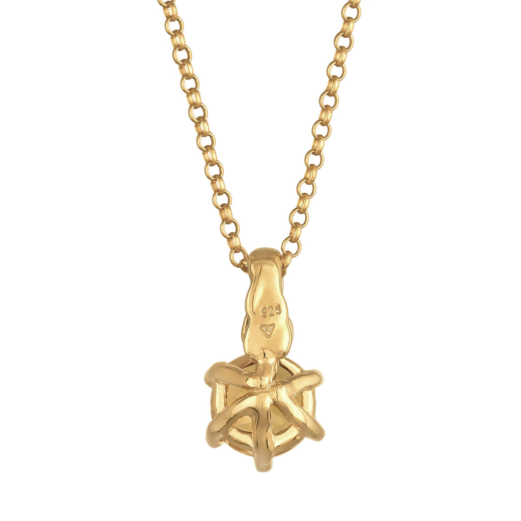Gold - Elli | Halskette Solitär | Citrin (Gelb) | 925er Sterling Silber Vergoldet
