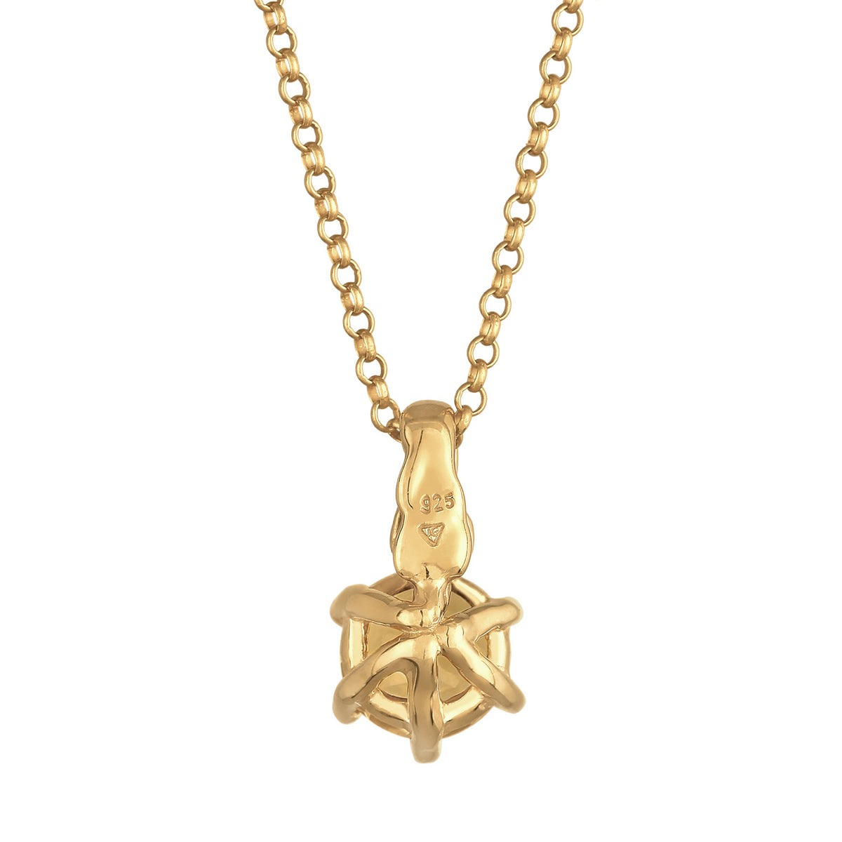 Gold - Elli | Halskette Solitär | Citrin (Gelb) | 925er Sterling Silber Vergoldet