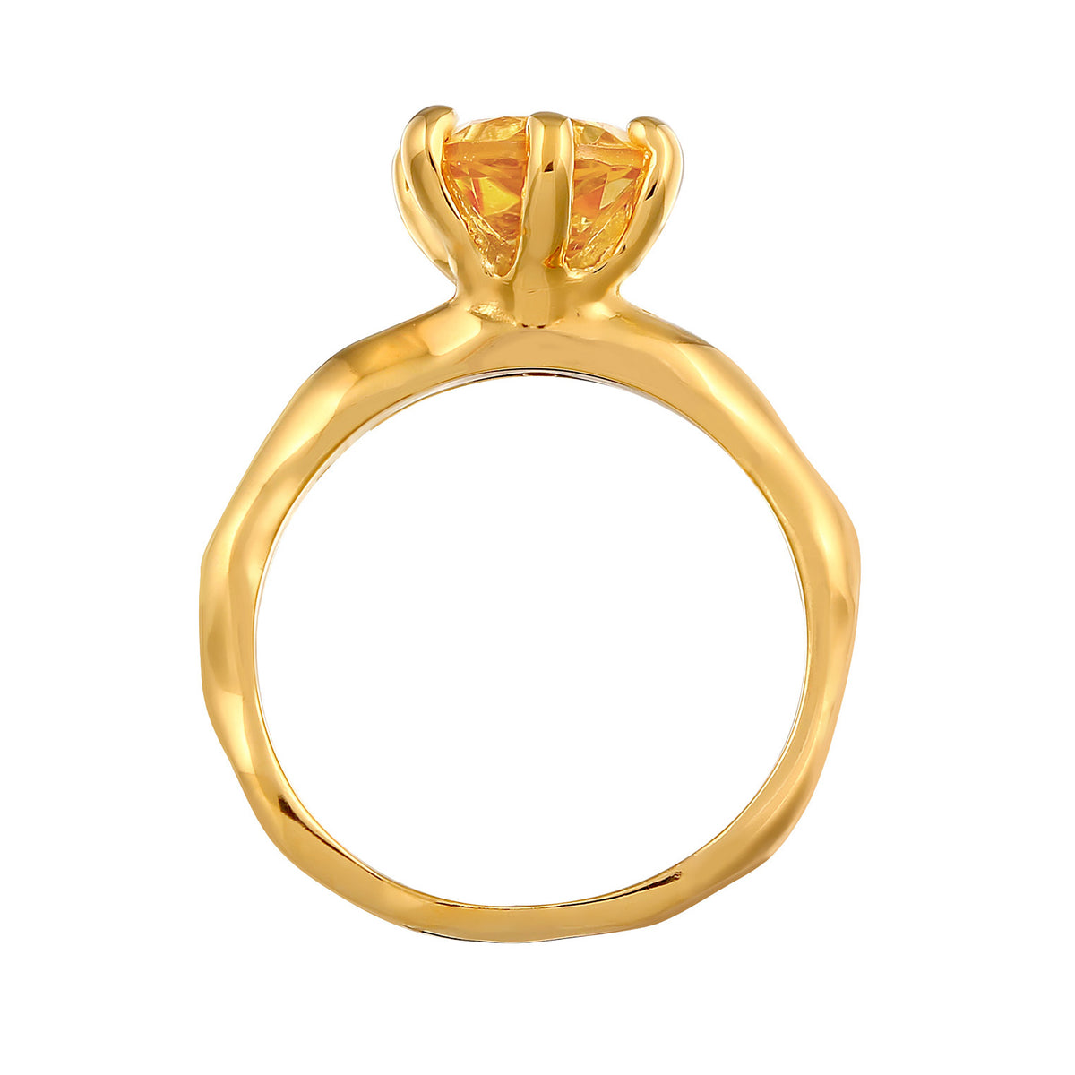 Gold - Elli | Verlobungsring | Citrin (Gelb) | 925er Sterling Silber Vergoldet