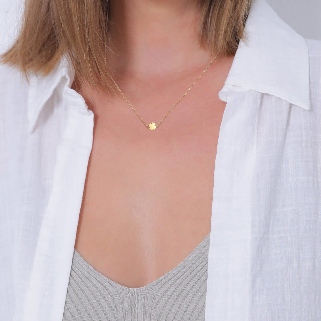 Gold - Elli PREMIUM | Halskette Kleeblatt | 585er Gelbgold