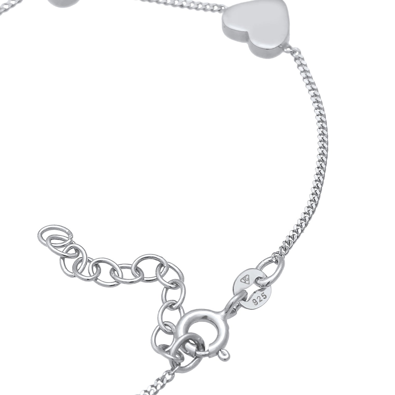 Silber - Elli | Armband Herz Kleeblatt Peace | Zirkonia (Weiß) | 925er Sterling Silber