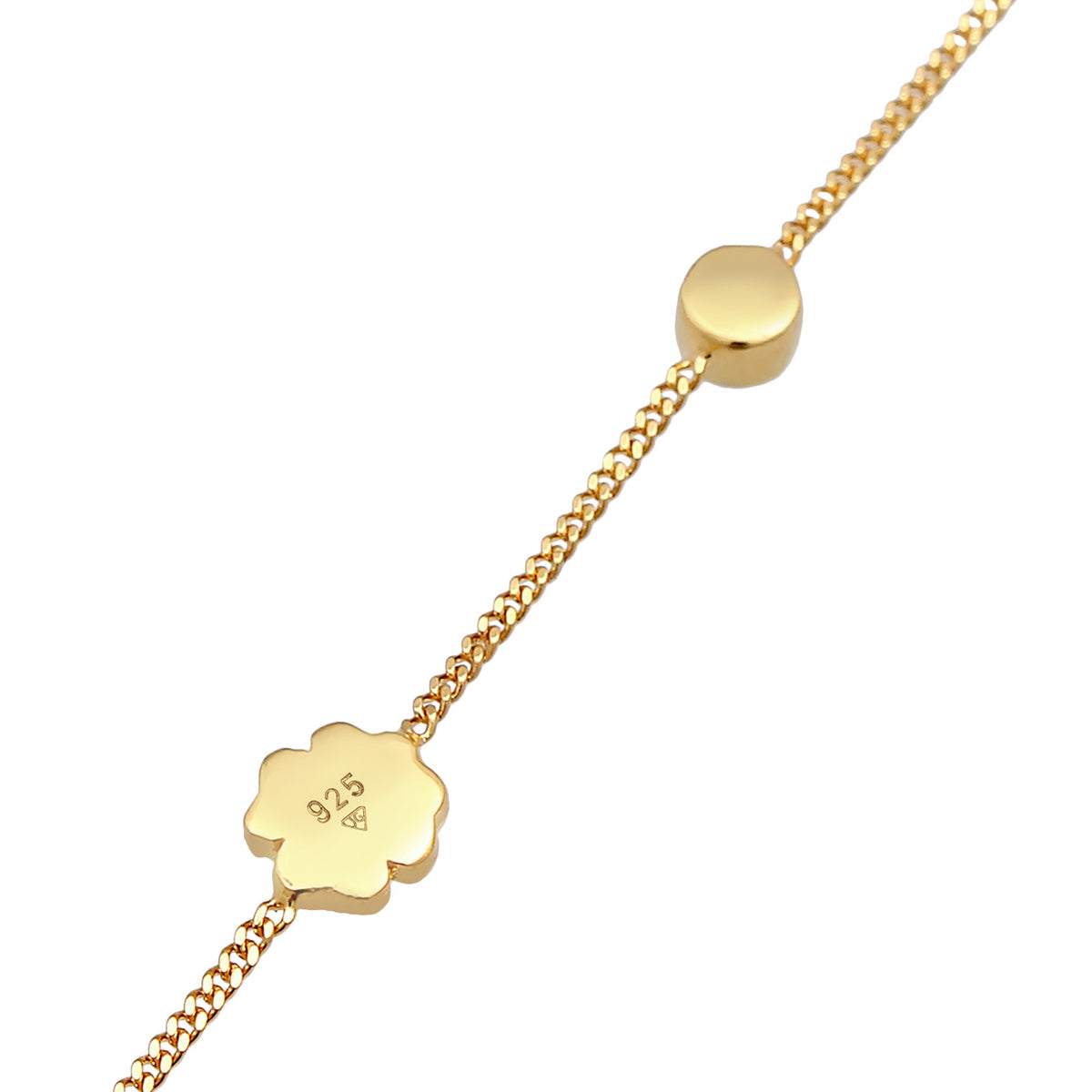 Gold - Elli | Armband Herz Kleeblatt Peace | Zirkonia (Weiß) | 925er Sterling Silber Vergoldet