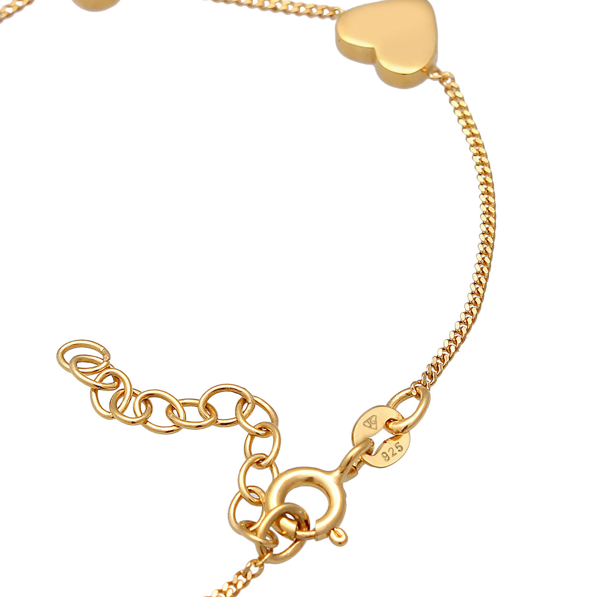 Gold - Elli | Armband Herz Kleeblatt Peace | Zirkonia (Weiß) | 925er Sterling Silber Vergoldet