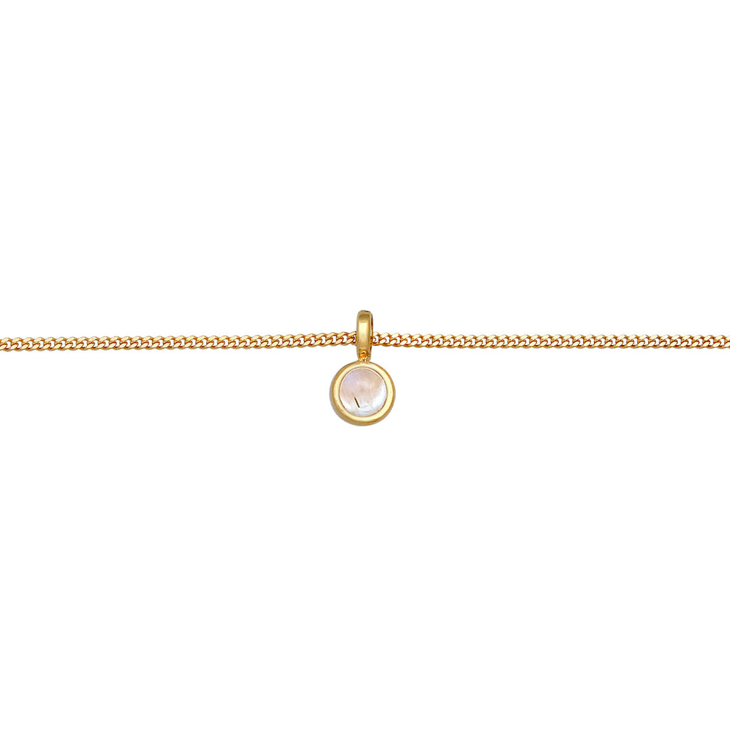 Gold - Elli PREMIUM | Choker Anhänger | Mondstein (Weiß) | 585er Gelbgold