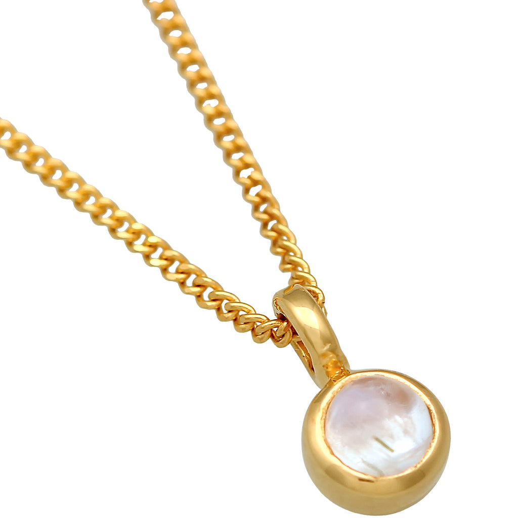 Gold - Elli PREMIUM | Choker Anhänger | Mondstein (Weiß) | 585er Gelbgold