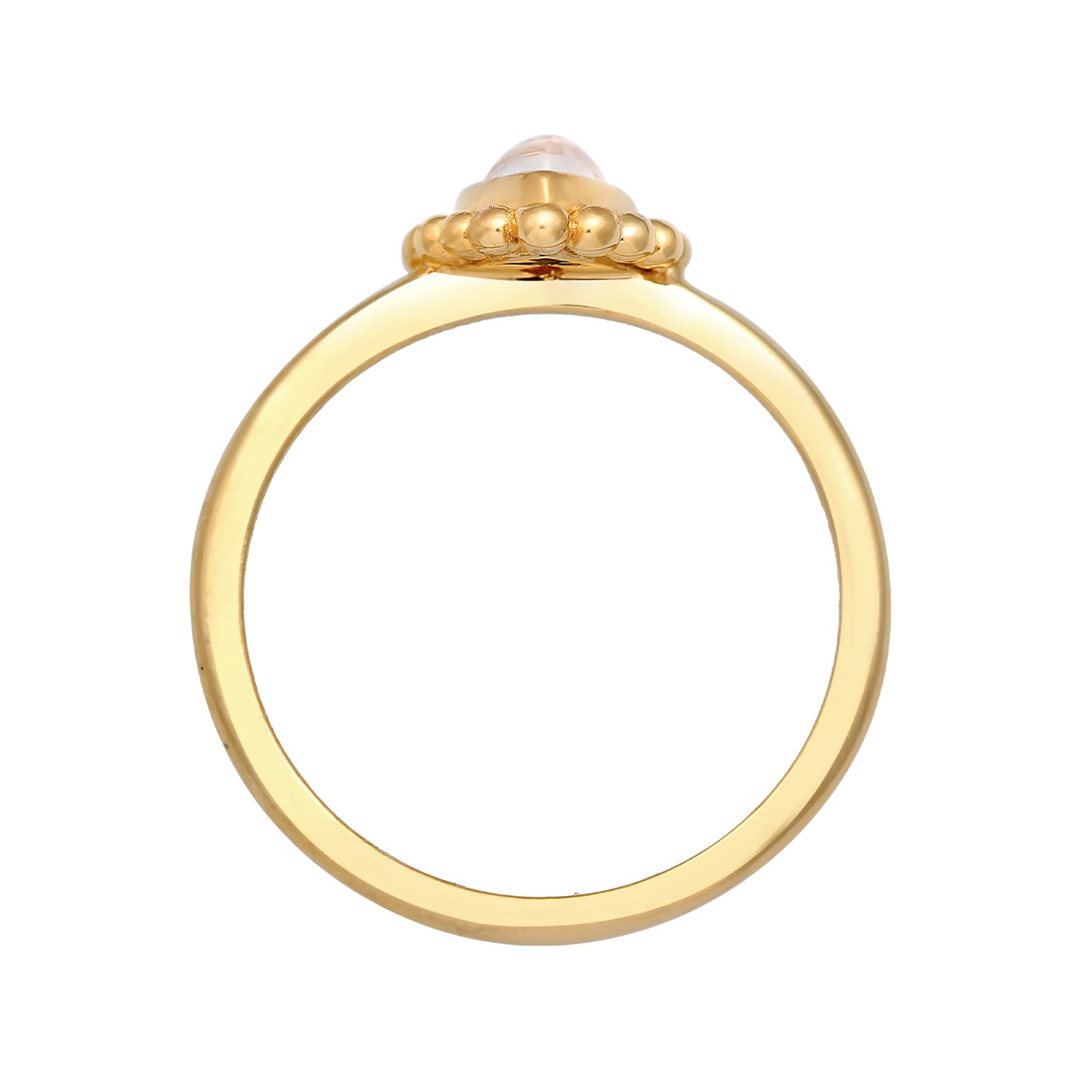 Gold - Elli | Solitär-Ring Tropfen | Mondstein ( Weiß ) | 925er Sterling Silber