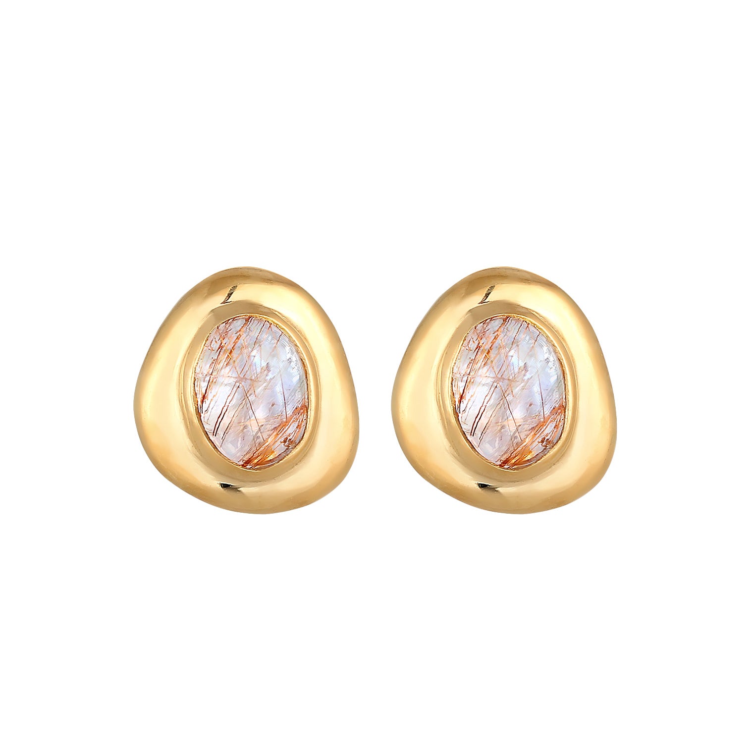 Gold - Elli PREMIUM | Quarz Edelstein Engelshaar Elegant 925 Silber