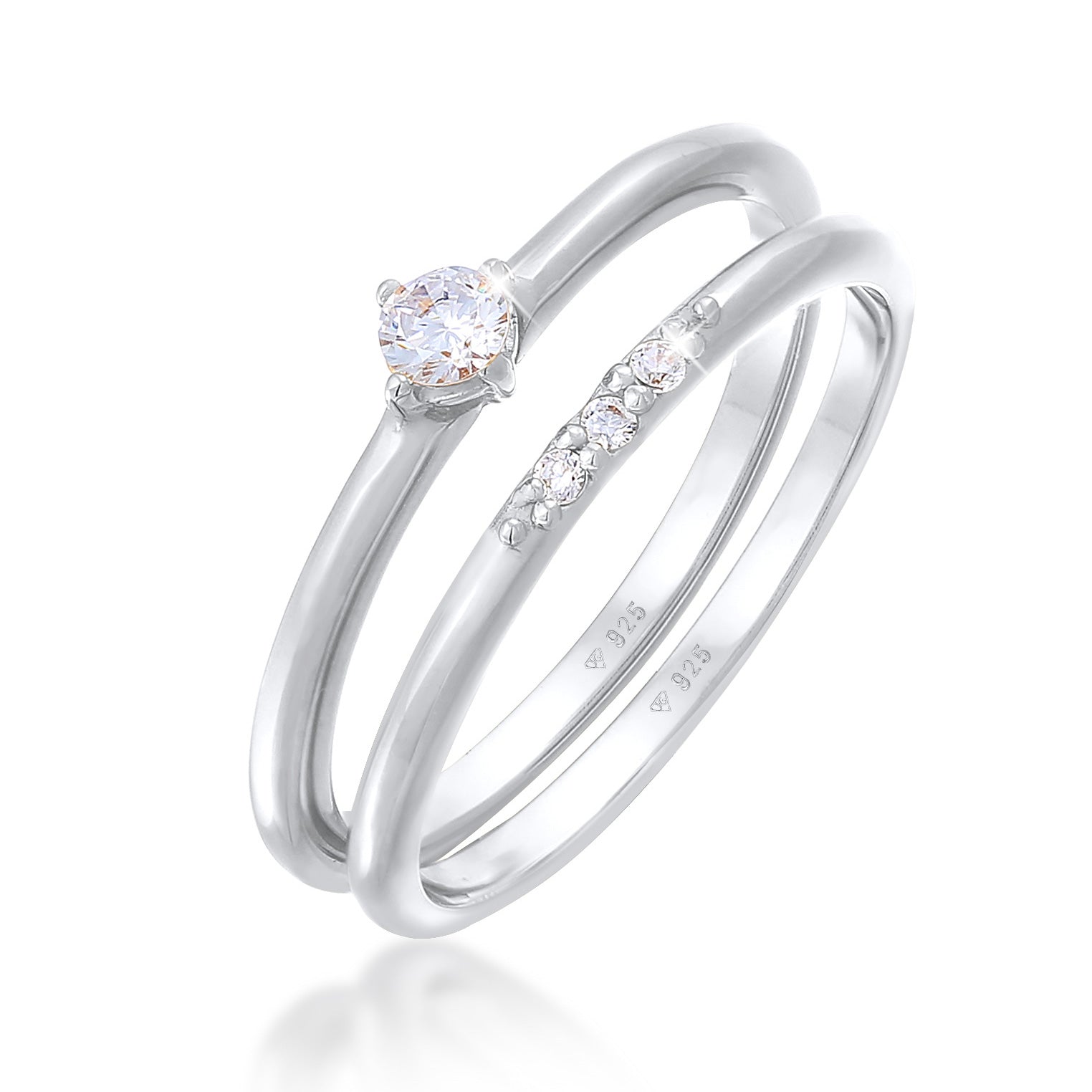 Silber - Elli | Ring-Set Basic | Zirkonia (Weiß) | 925er Sterling Silber