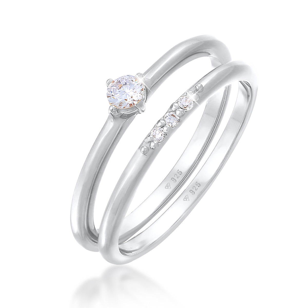 Silber - Elli | Ring-Set Basic | Zirkonia (Weiß) | 925er Sterling Silber