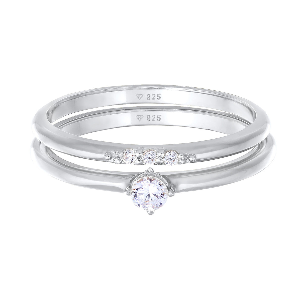 Silber - Elli | Ring-Set Basic | Zirkonia (Weiß) | 925er Sterling Silber