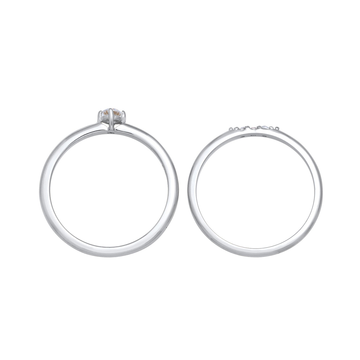 Silber - Elli | Ring-Set Basic | Zirkonia (Weiß) | 925er Sterling Silber