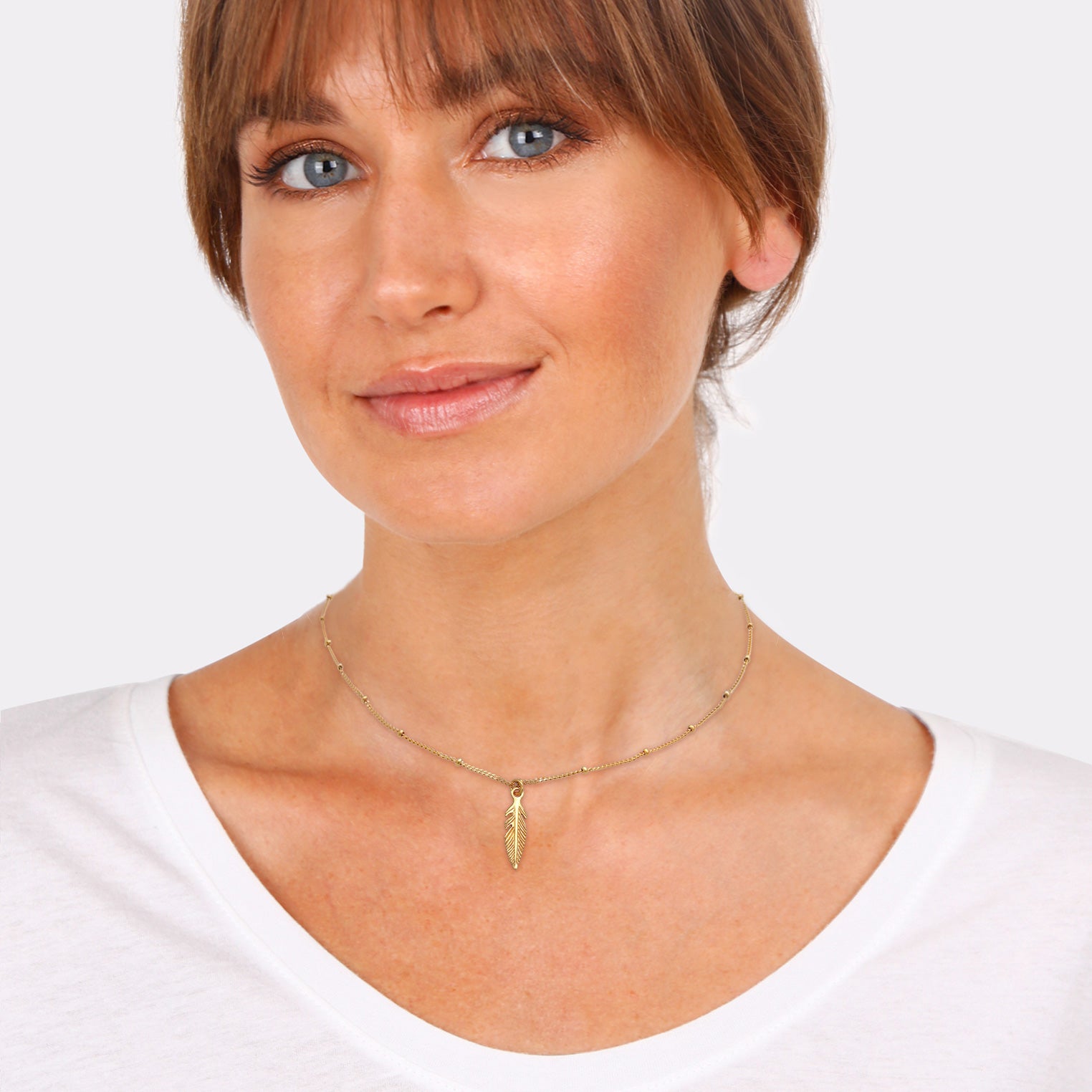 Gold - Elli | Choker Feder | 925er Sterling Silber