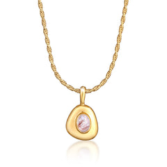 Gold - Elli PREMIUM | Kordel-Halskette | Quarz (Rosa) | 925er Sterling Silber vergoldet