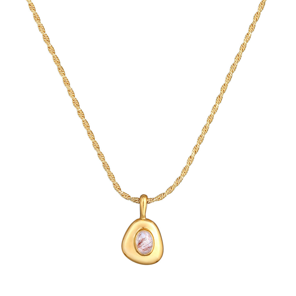 Gold - Elli PREMIUM | Kordel-Halskette | Quarz (Rosa) | 925er Sterling Silber vergoldet