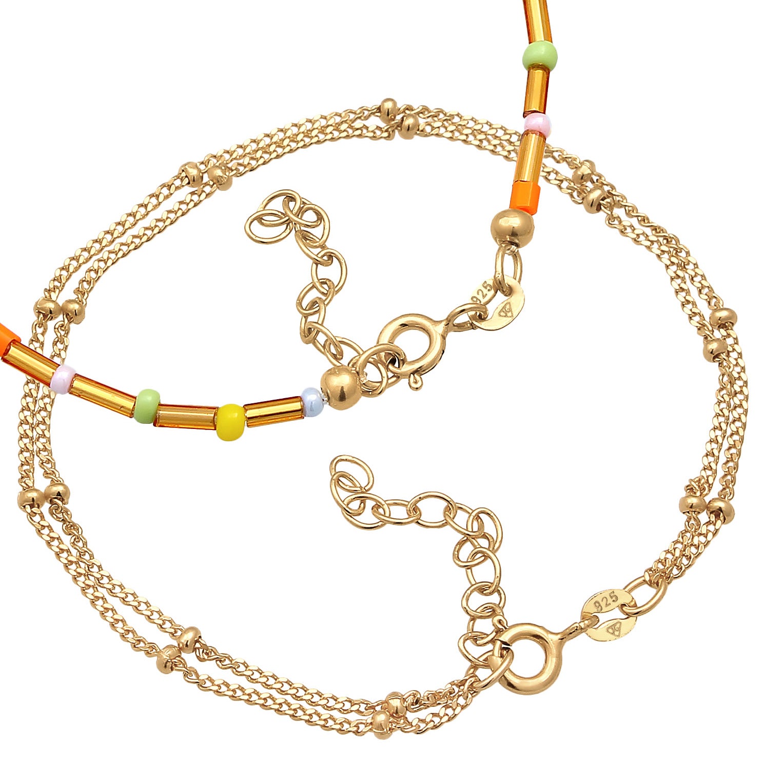 Gold - Elli | Layer-Armband Beads | 925er Sterling Silber Vergoldet