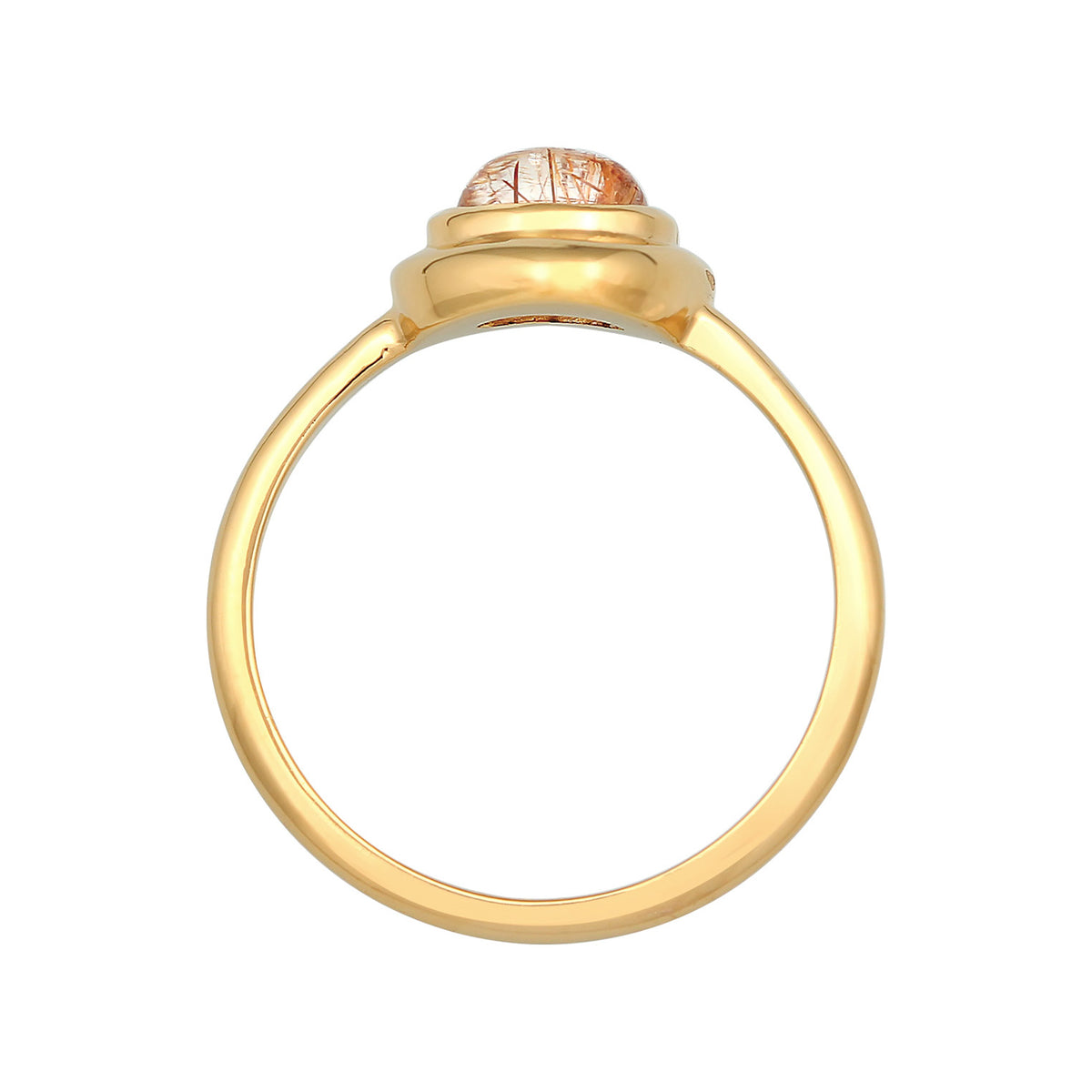 Gold - Elli PREMIUM | Solitär-Ring Engelshaar | Quarz ( Weiß ) | 925er Sterling Silber vergoldet