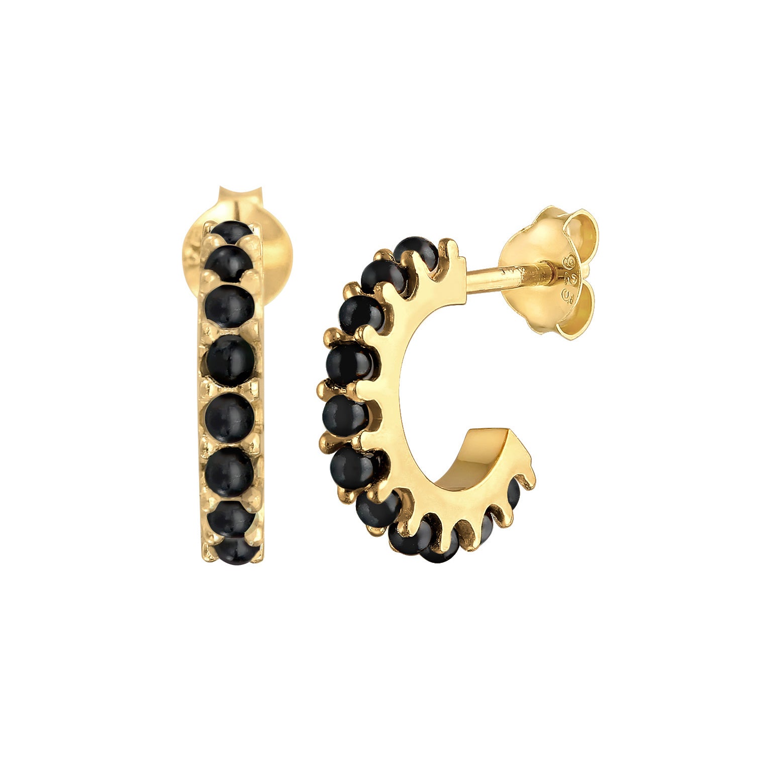 Schwarz - Elli | Creolen Schwarz-Weiß | synthetische Perle | 925er Sterling Silber