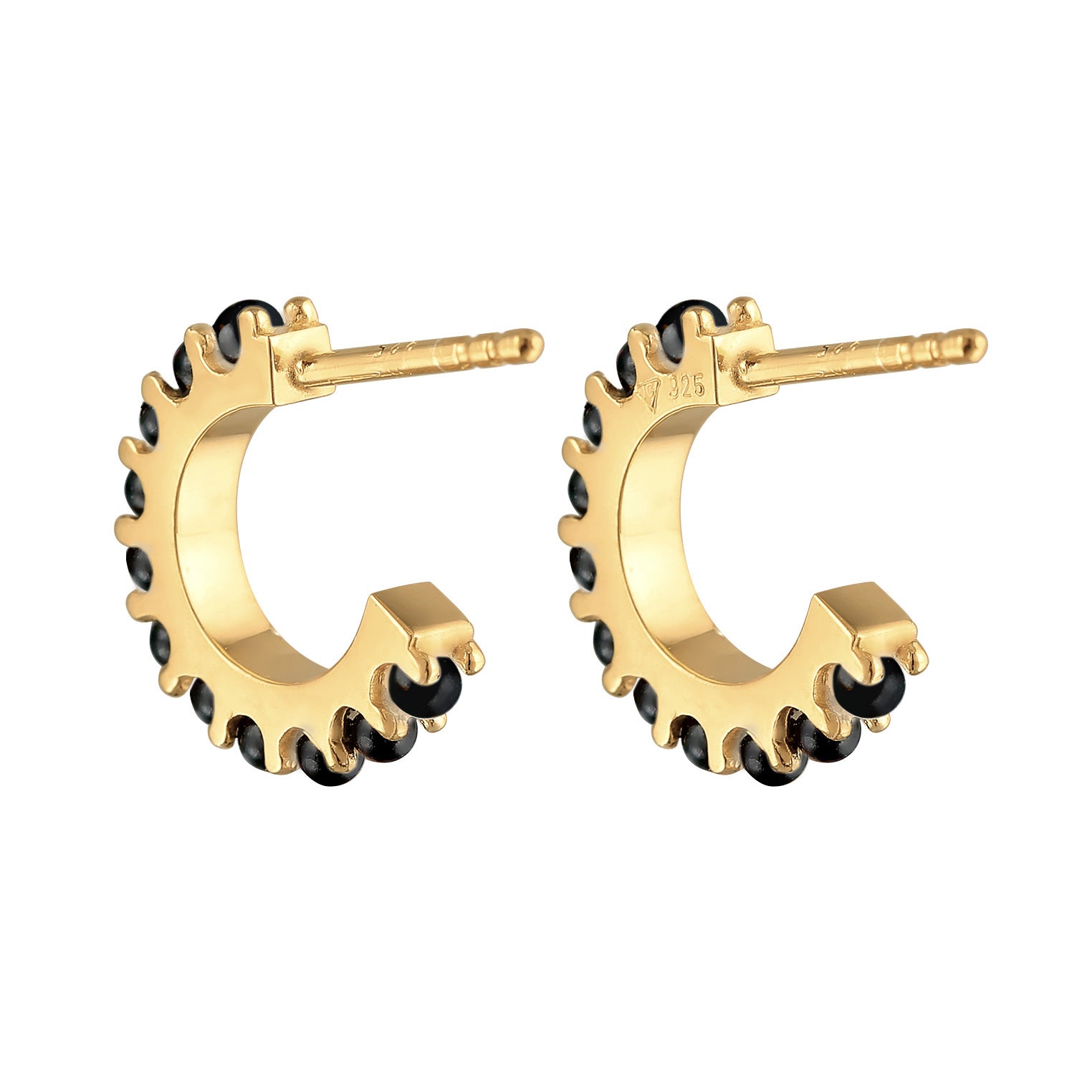 Schwarz - Elli | Creolen Schwarz-Weiß | synthetische Perle | 925er Sterling Silber