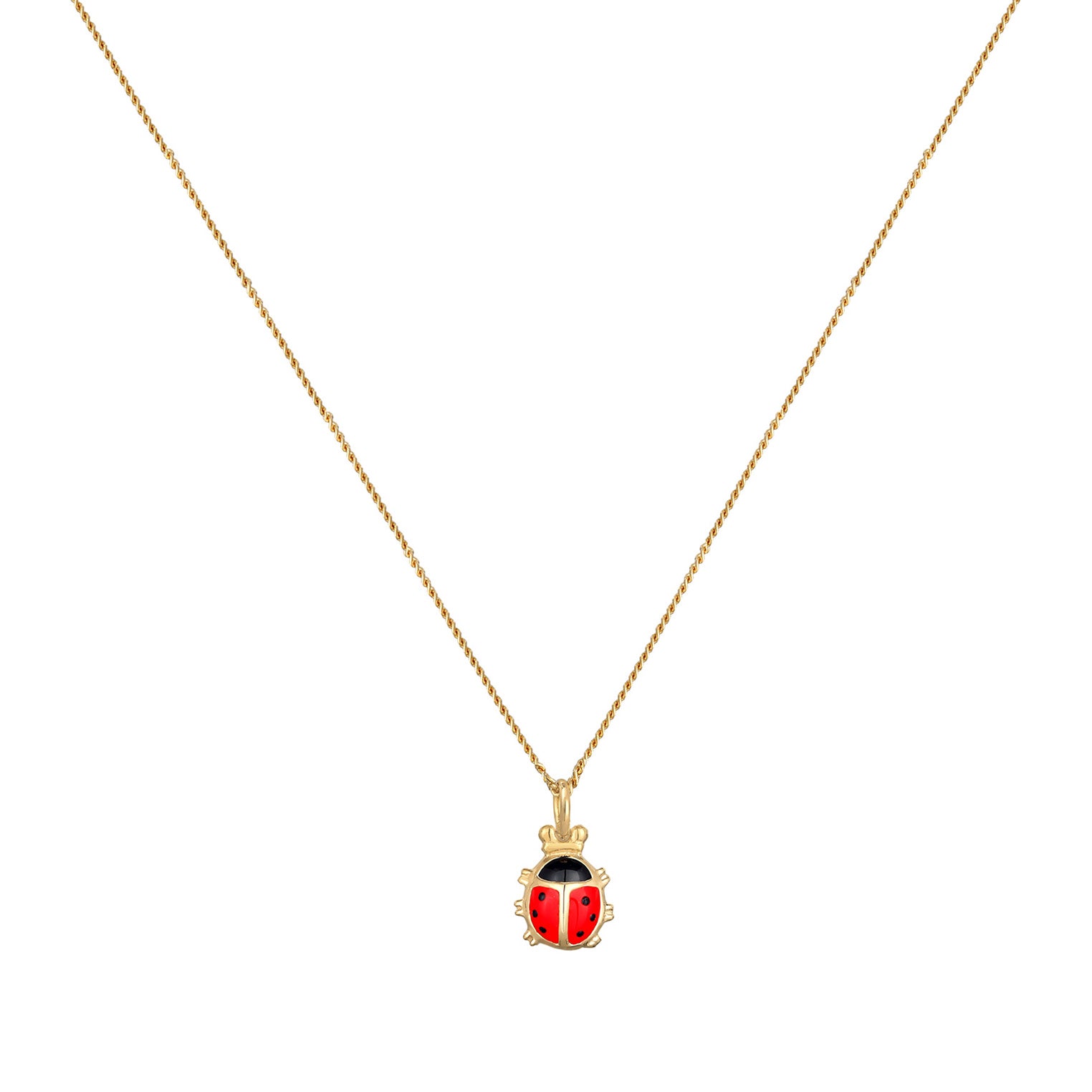 Gold - Elli | Halskette Marienkäfer | Kristall (Rot) | 925er Sterling Silber Vergoldet
