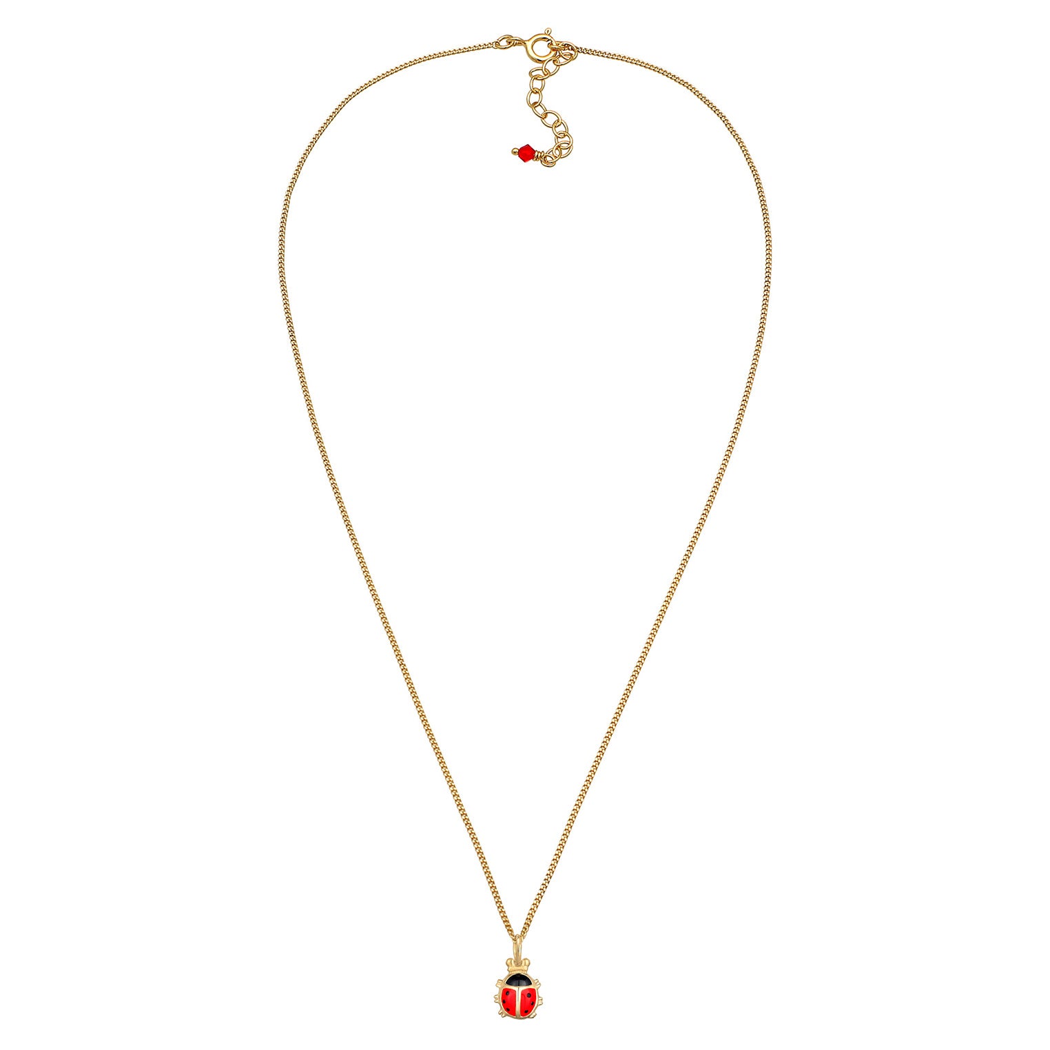 Gold - Elli | Halskette Marienkäfer | Kristall (Rot) | 925er Sterling Silber Vergoldet