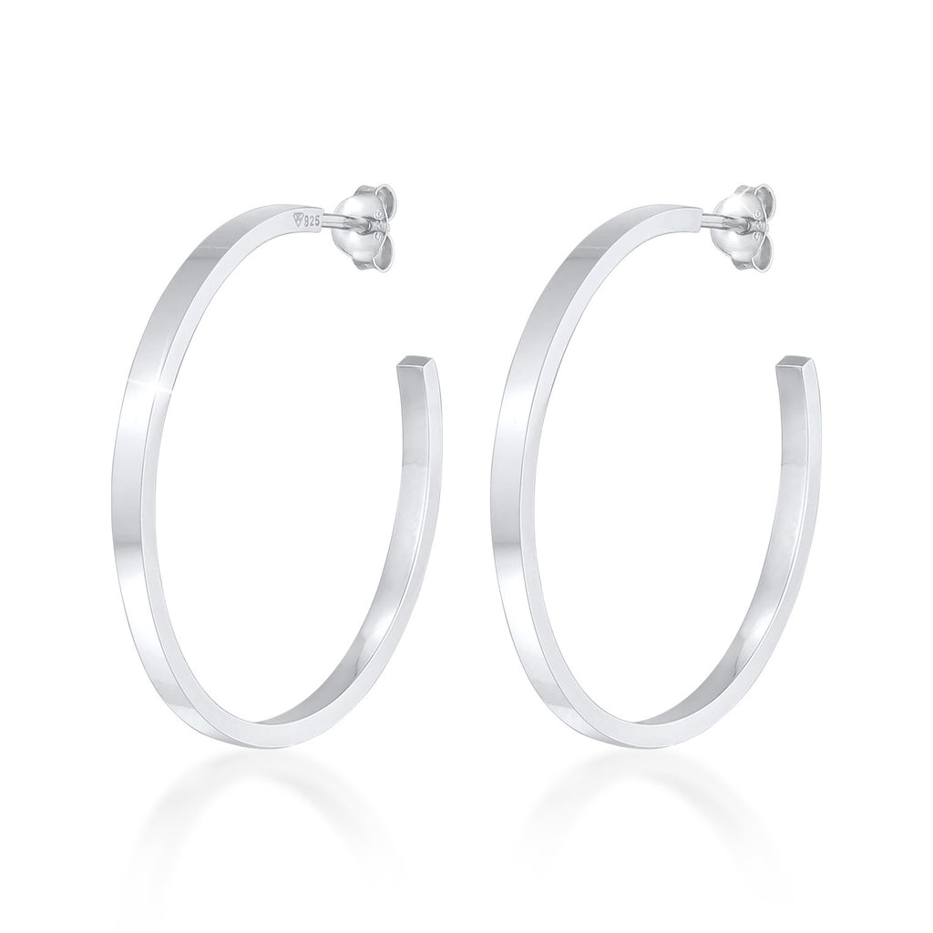Silber - Elli | Creolen Schlicht | 925er Sterling Silber