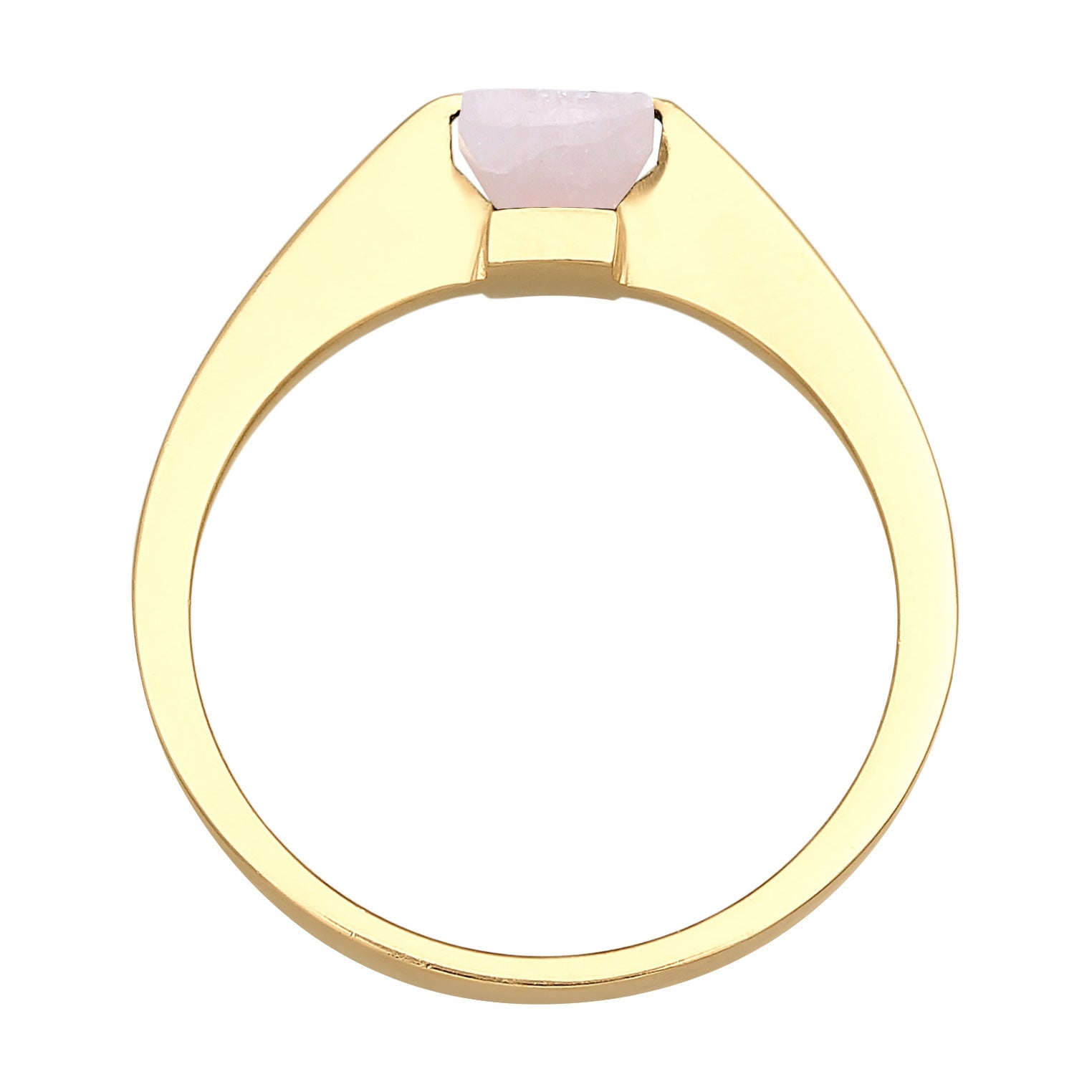 Gold - Elli PREMIUM | Solitär-Ring Viereck | Quarz (Rosa) | 925er Sterling Silber