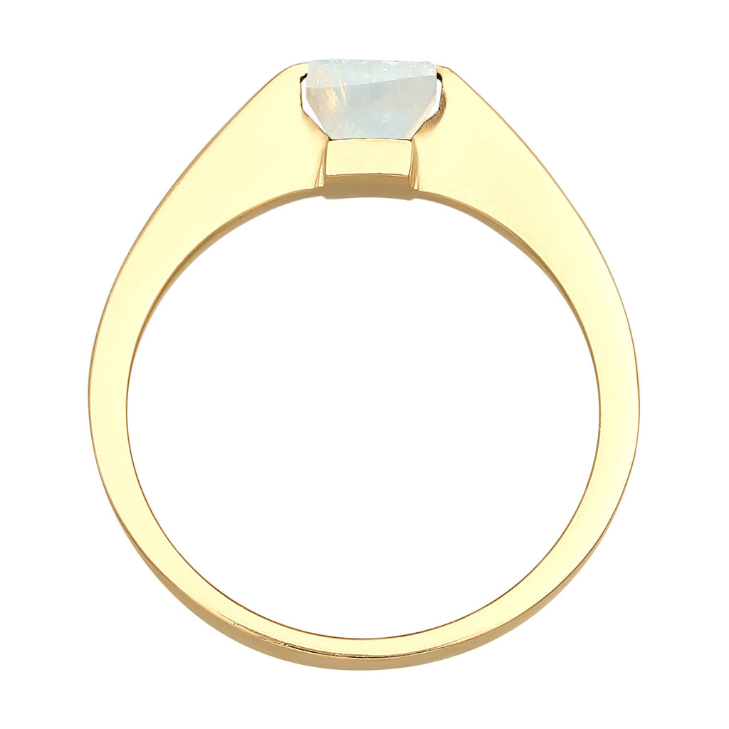 Gold - Elli PREMIUM | Solitär-Ring Viereck | Mondstein | 925er Sterling Silber