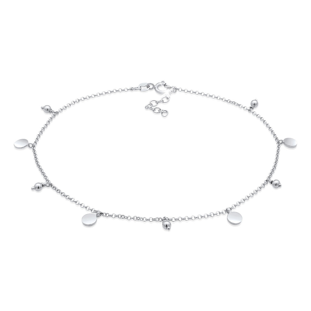 Silber - Elli | Fußkettchen Plättchen | 925er Sterling Silber