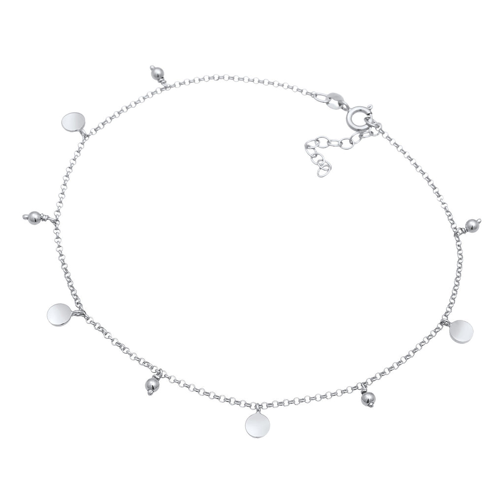 Silber - Elli | Fußkettchen Plättchen | 925er Sterling Silber