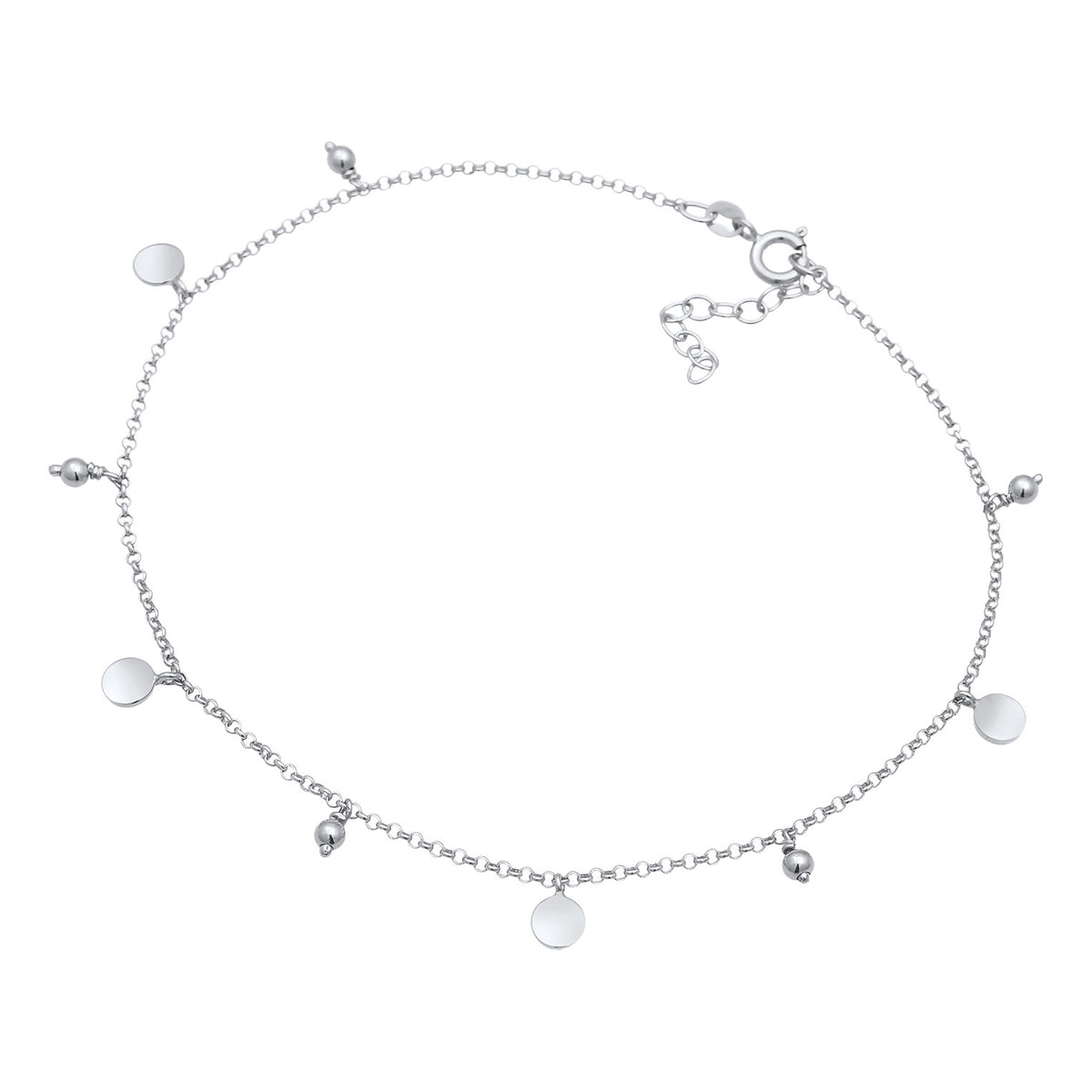 Silber - Elli | Fußkettchen Plättchen | 925er Sterling Silber