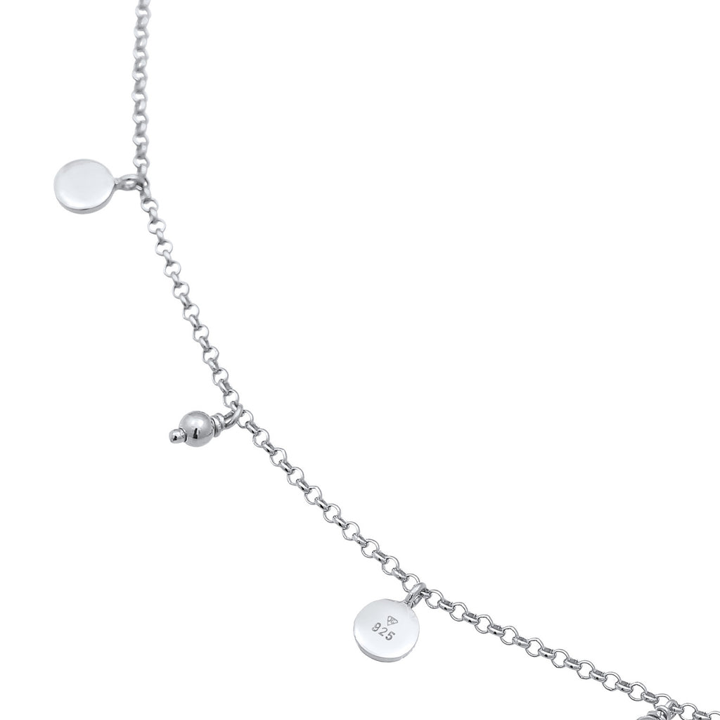 Silber - Elli | Fußkettchen Plättchen | 925er Sterling Silber